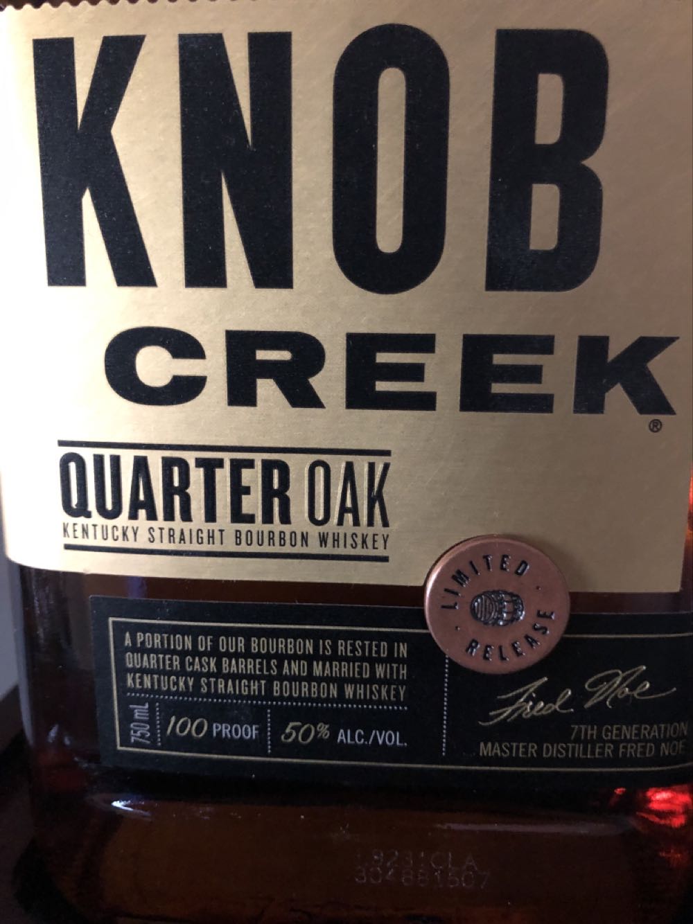 Knob Creek Quarter Oak - Knob Creek Distillery, Clermont, KY (750 mL) alcohol collectible [Barcode 080686016663] - Main Image 2