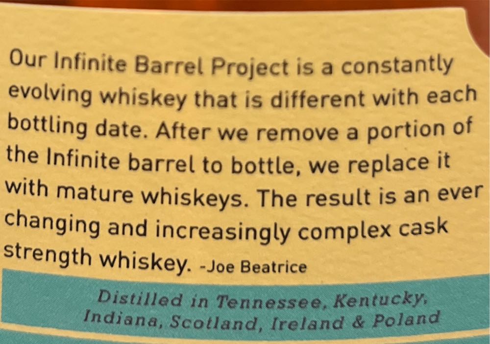Barrell Whiskey Infinite Barrel Project - Barrell Craft Spirits (750mL) alcohol collectible [Barcode 736040542032] - Main Image 2