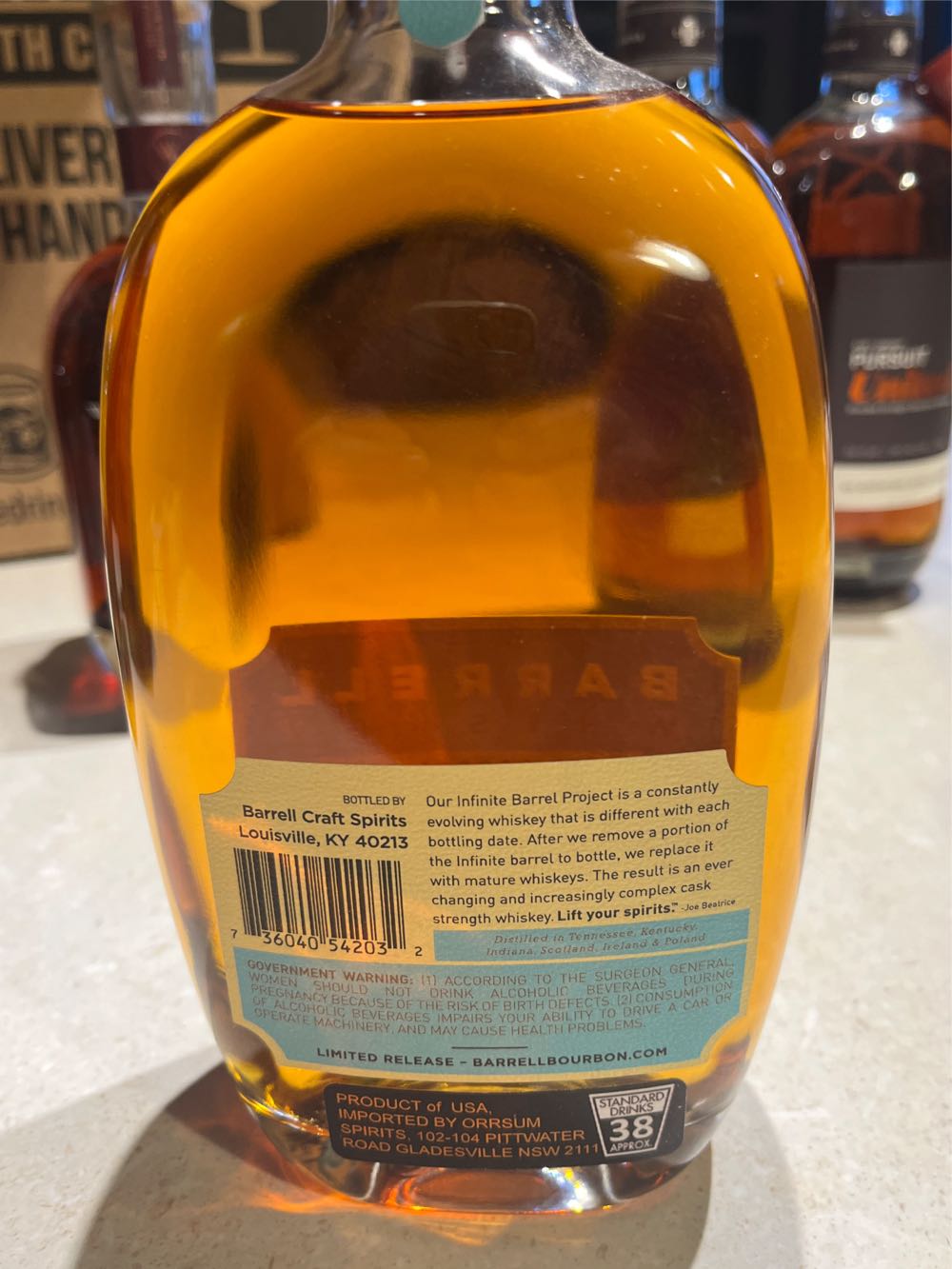 Barrell Whiskey Infinite Barrel Project - Barrell Craft Spirits (750mL) alcohol collectible [Barcode 736040542032] - Main Image 3