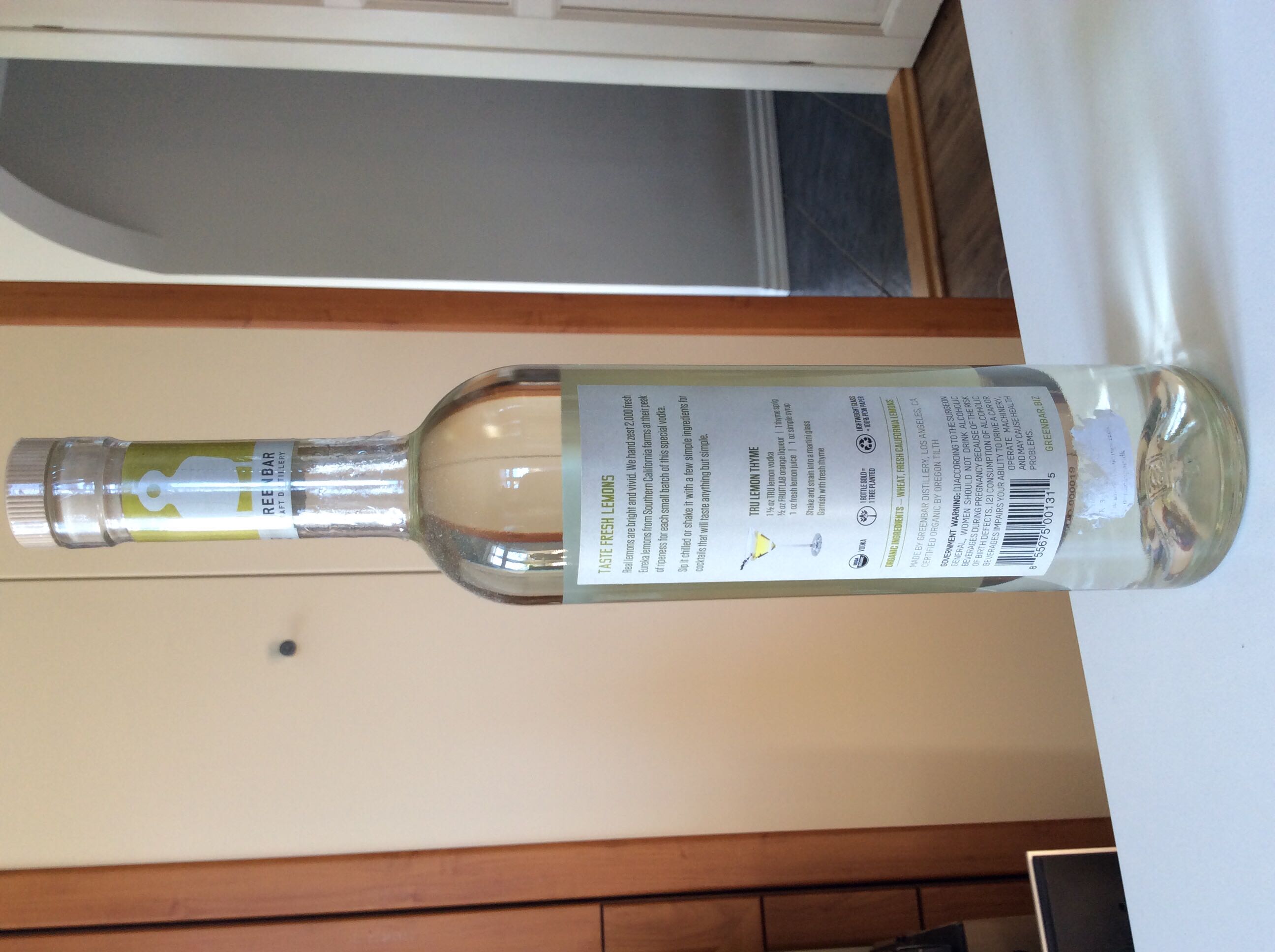 Tru Infused Vodka Organic Lemon 750ml 35% USA - Greenbar Craft Distillery (750 mL) alcohol collectible [Barcode 855675001315] - Main Image 2