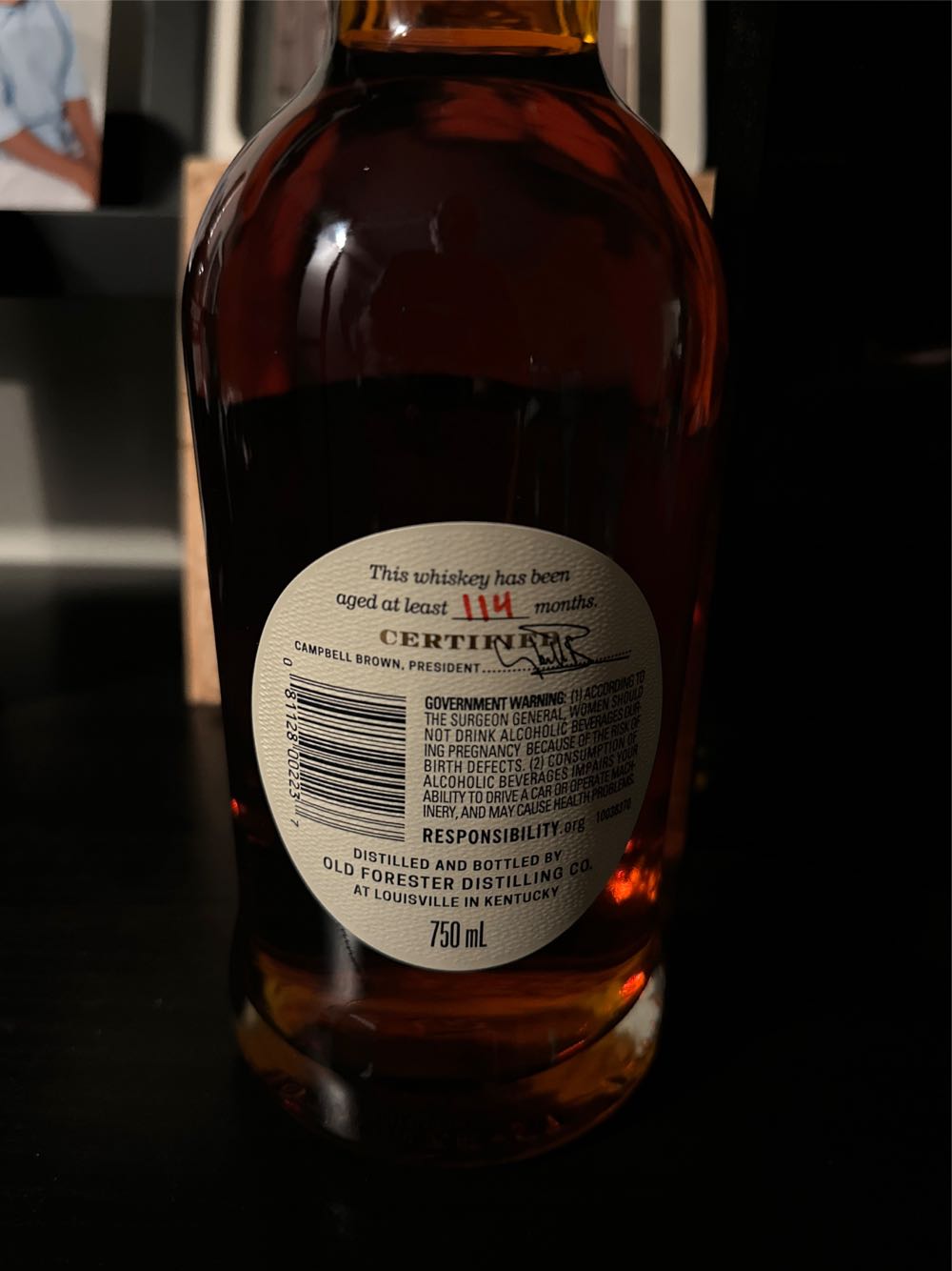 The President’s Choice - Old Forester (750 mL) alcohol collectible [Barcode 081128002237] - Main Image 3