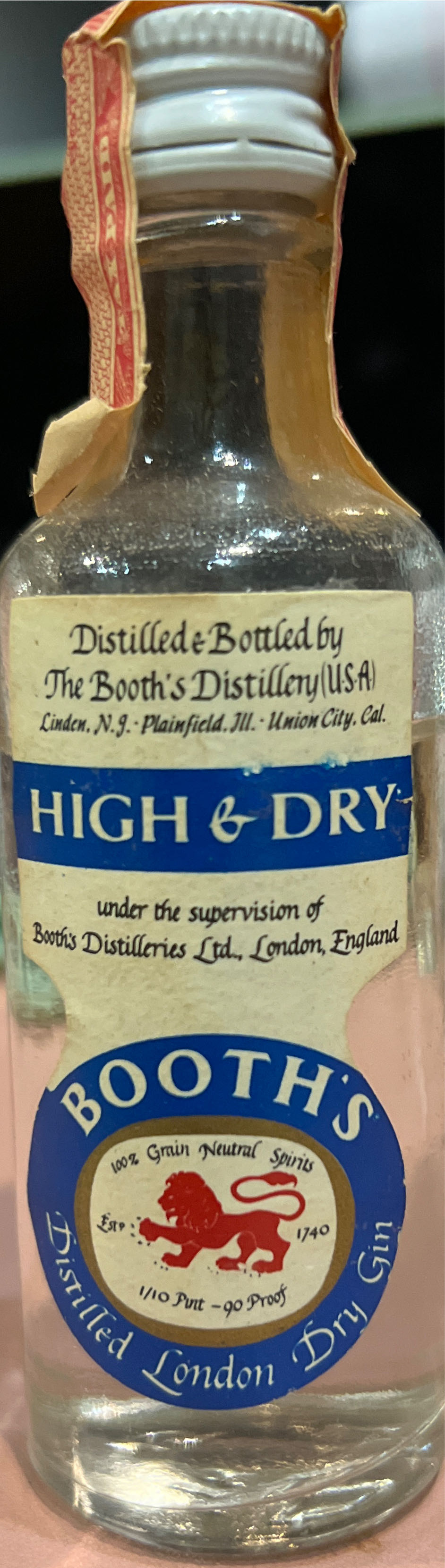 Booths London Dry  (50 mL) alcohol collectible - Main Image 3