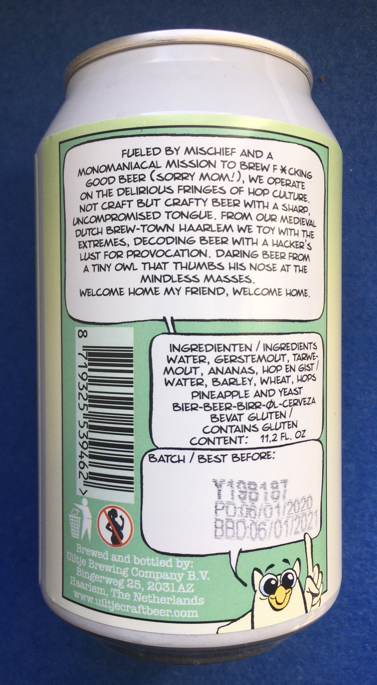 Pineapple Weizen - Uiltje Brewing Company (330 mL) alcohol collectible [Barcode 8719325539462] - Main Image 3