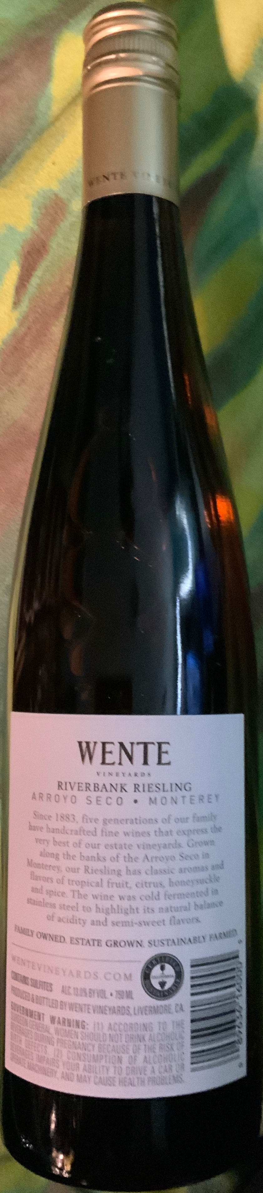 Riverbank Riesling - Wente Vineyards (750 mL) alcohol collectible [Barcode 089636160005] - Main Image 2
