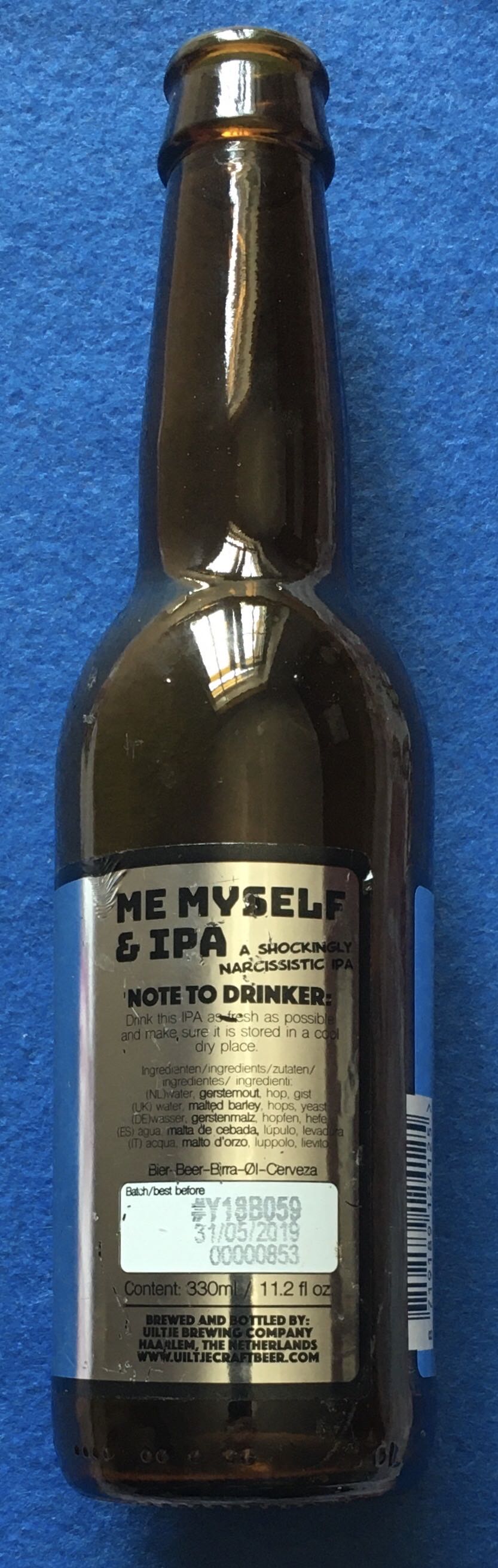 Me Myself & IPA - Uiltje Brewing Company (330 mL) alcohol collectible [Barcode 8719189124125] - Main Image 3