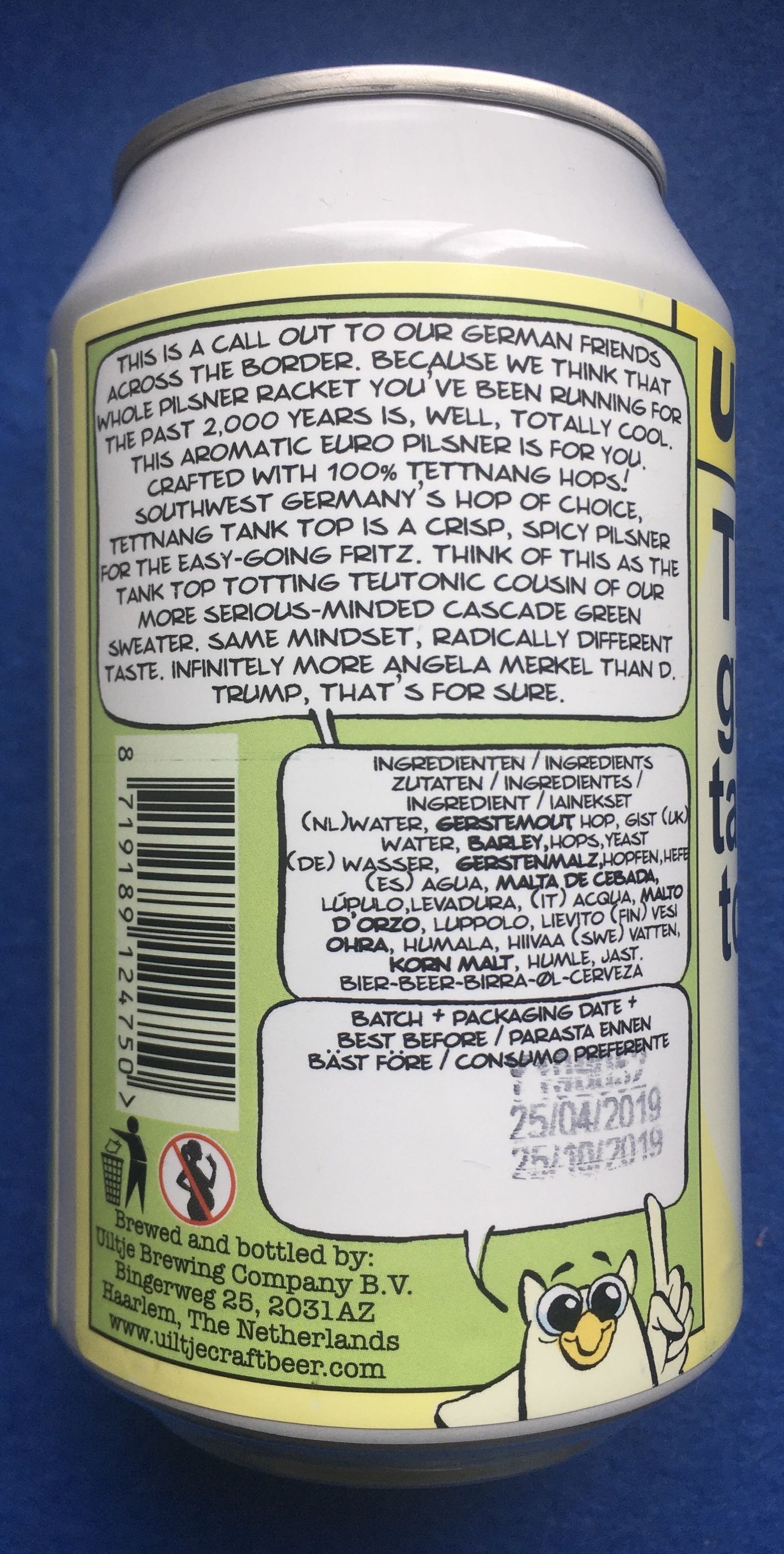 Tettnang Green Tank Top - Uiltje Brewing Company (330 mL) alcohol collectible [Barcode 8719189124750] - Main Image 4