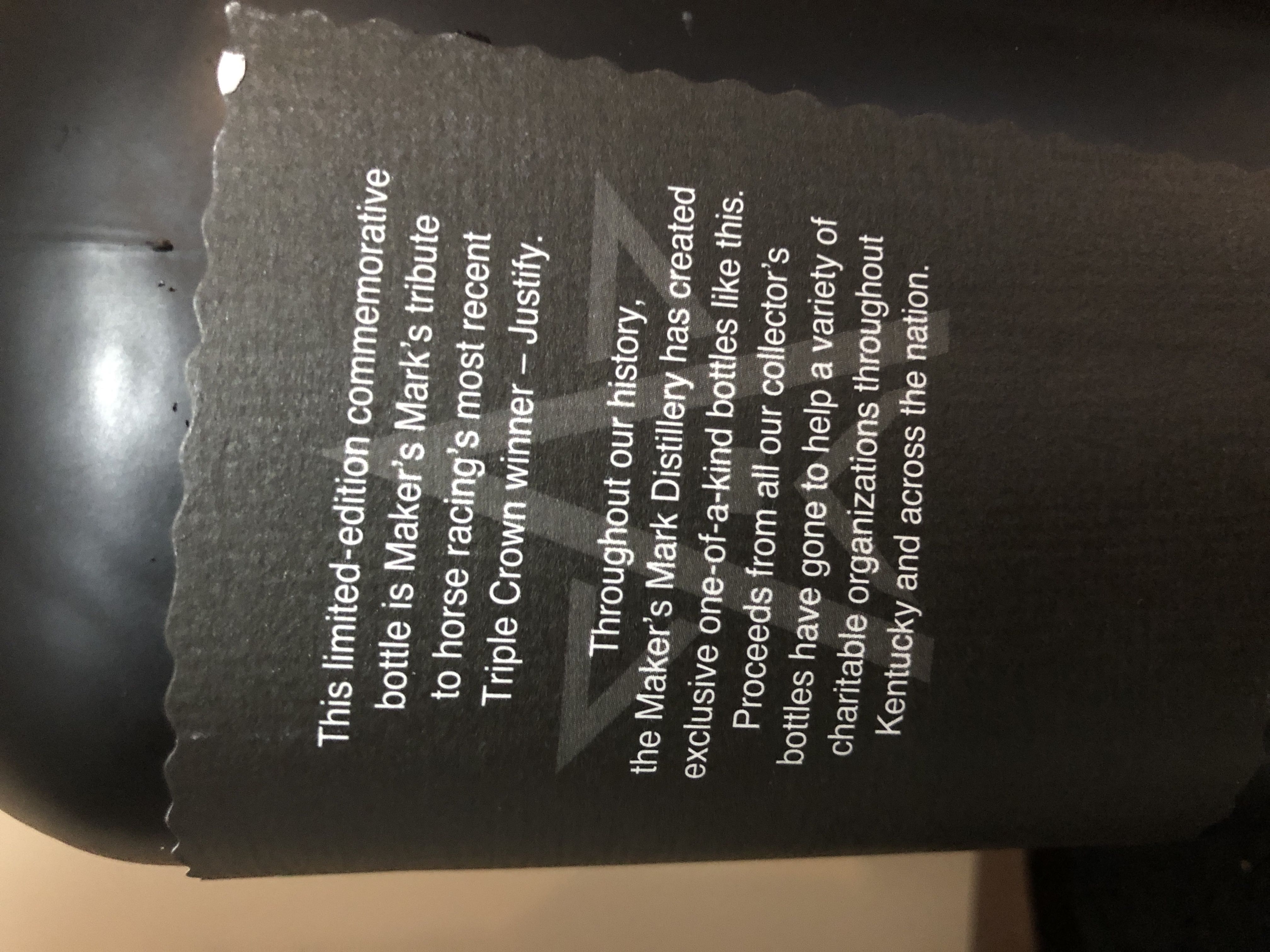 Maker’s Mark Justify - Maker’s Mark Distillery Inc. (1 L) alcohol collectible [Barcode 085246500958] - Main Image 2