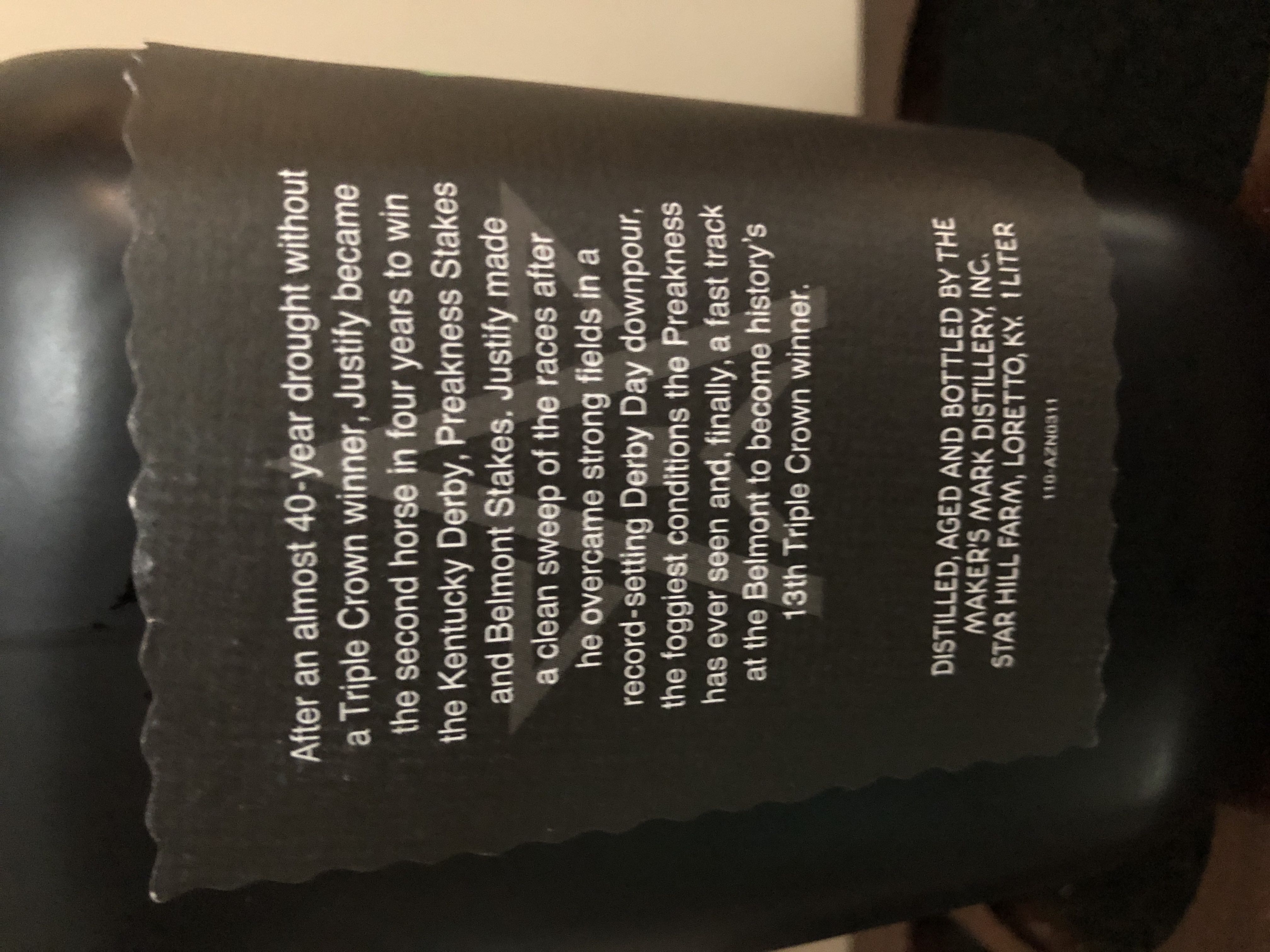 Maker’s Mark Justify - Maker’s Mark Distillery Inc. (1 L) alcohol collectible [Barcode 085246500958] - Main Image 3