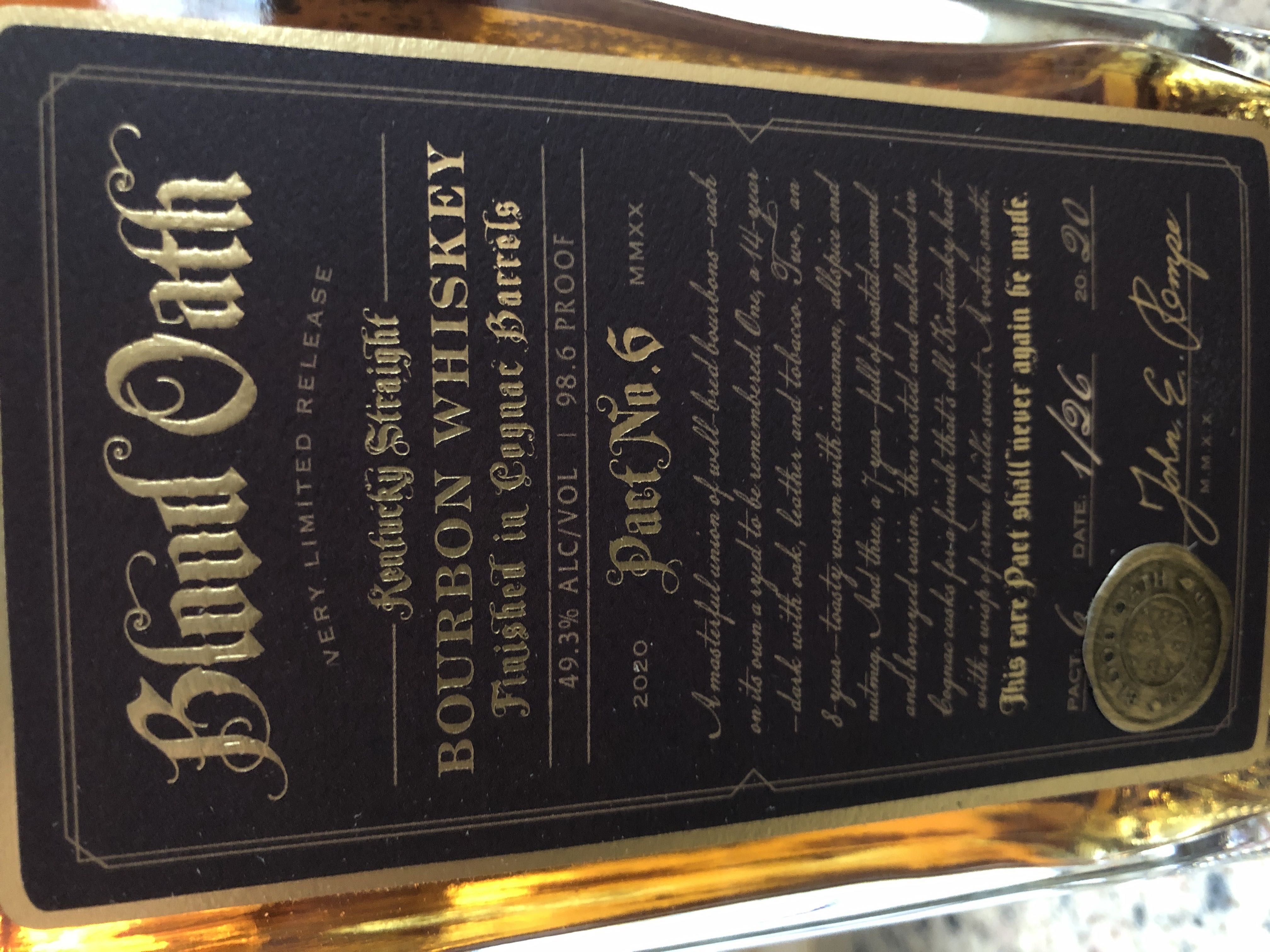 Blood Oath “Pact 6” 2020 - Lux Row (750 mL) alcohol collectible [Barcode 088352134833] - Main Image 2