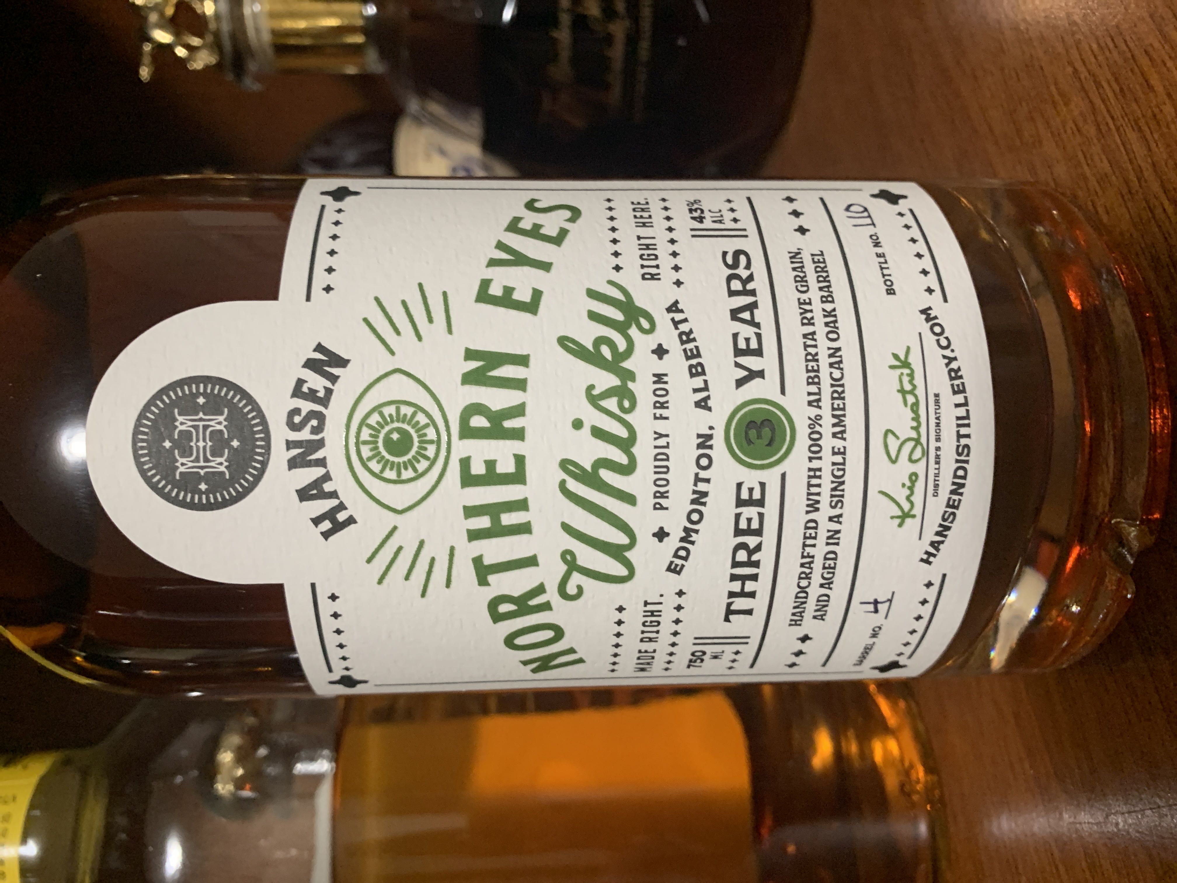 Hansen Northern Eyes Whiskey - Hansen Distillery (750 mL) alcohol collectible [Barcode 628055854203] - Main Image 1