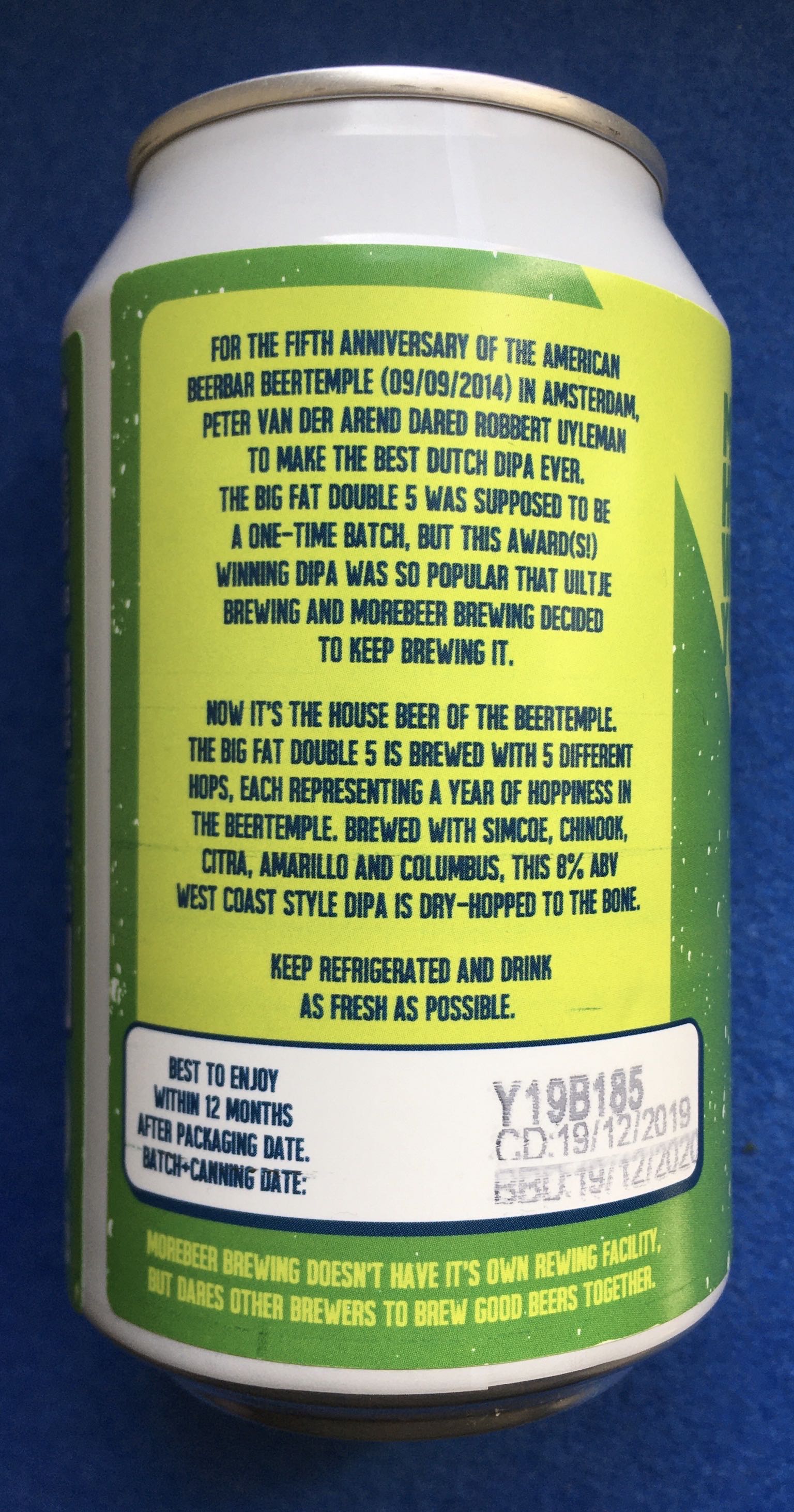 The Big Fat Double 5 Dipa - Uiltje Brewing Company (330 mL) alcohol collectible [Barcode 8717953156419] - Main Image 3