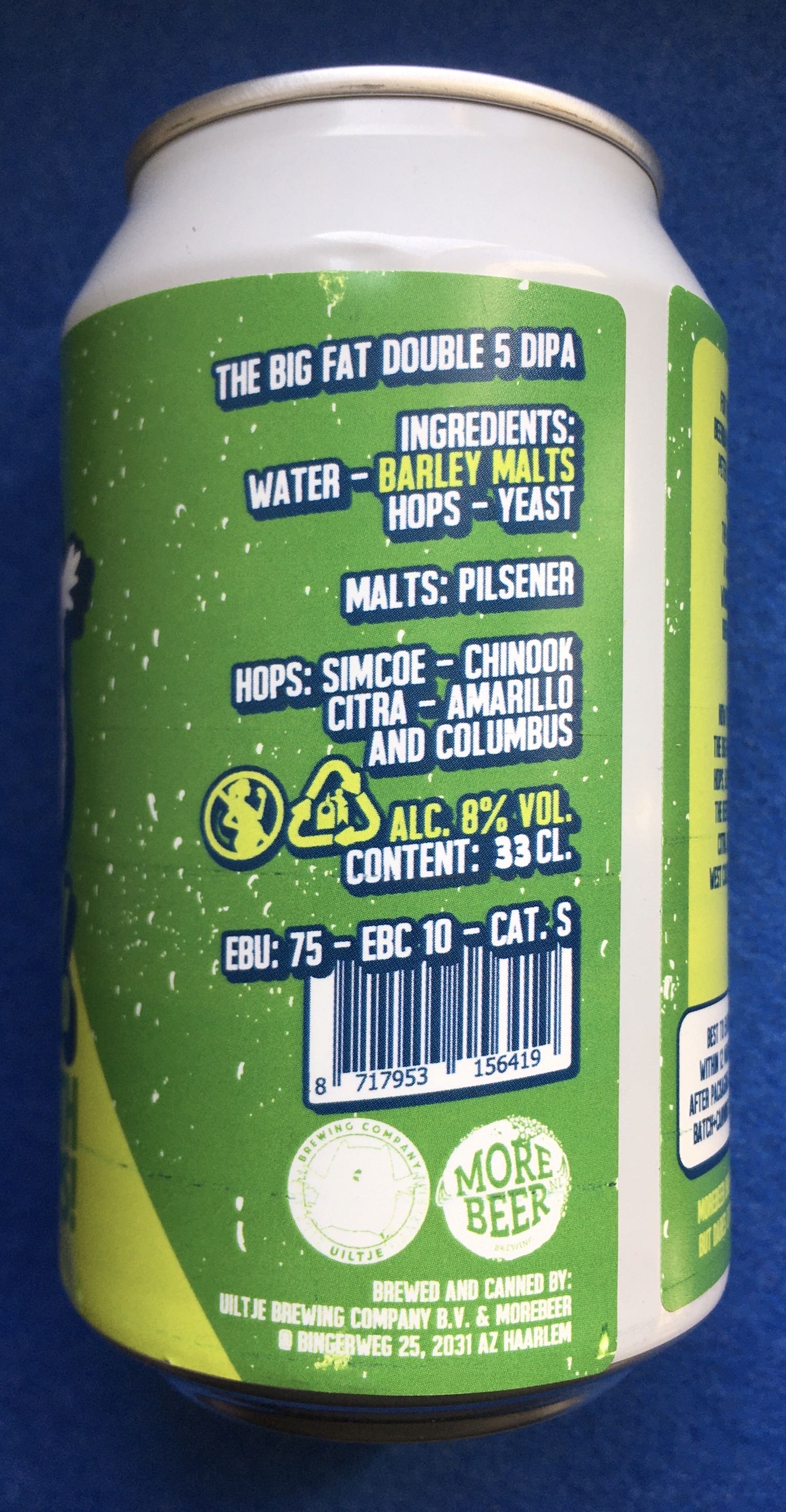 The Big Fat Double 5 Dipa - Uiltje Brewing Company (330 mL) alcohol collectible [Barcode 8717953156419] - Main Image 4