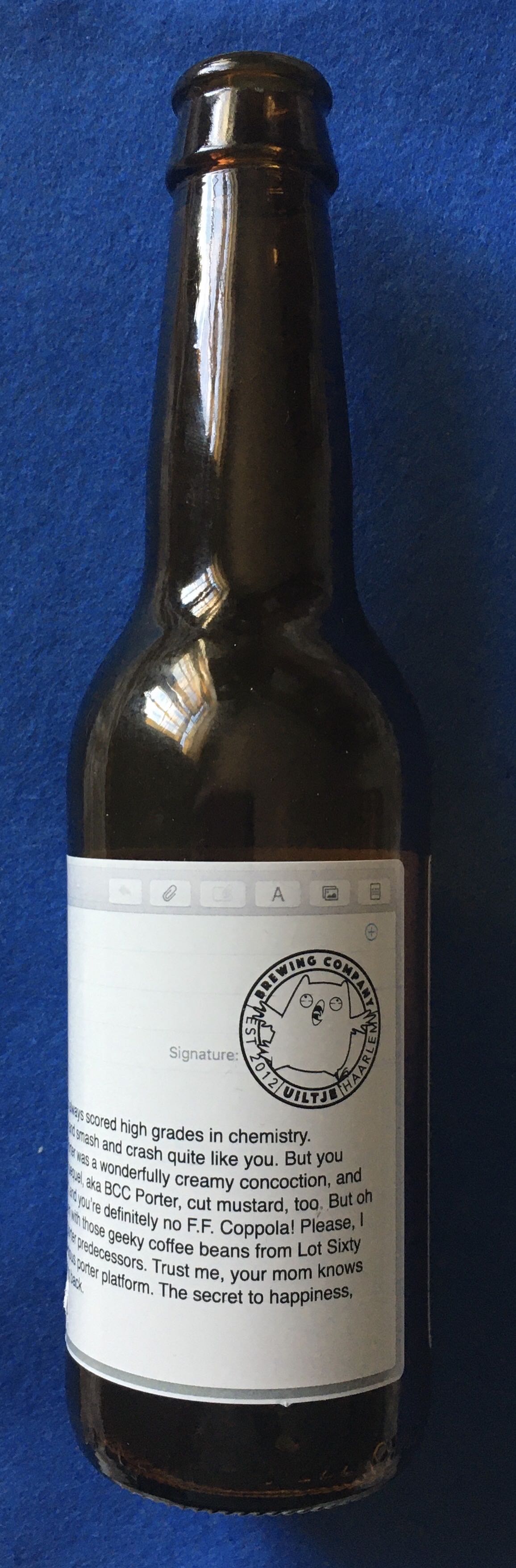 RE:RE:CC Porter - Uiltje Brewing Company (330 mL) alcohol collectible [Barcode 8719189124767] - Main Image 2
