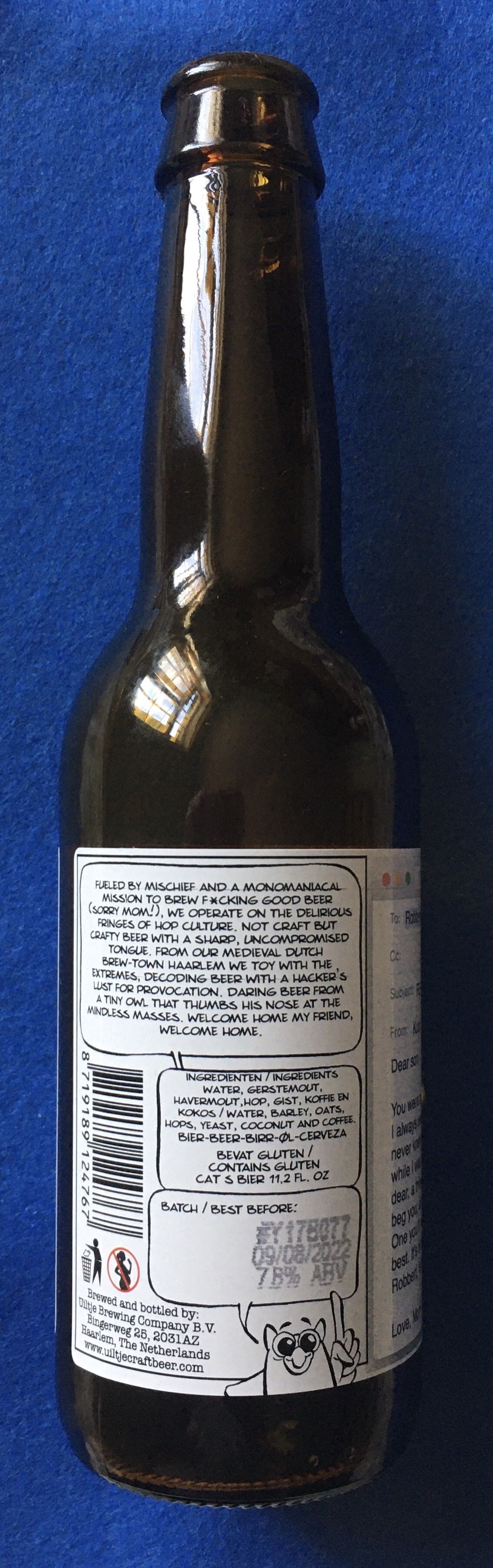 RE:RE:CC Porter - Uiltje Brewing Company (330 mL) alcohol collectible [Barcode 8719189124767] - Main Image 3