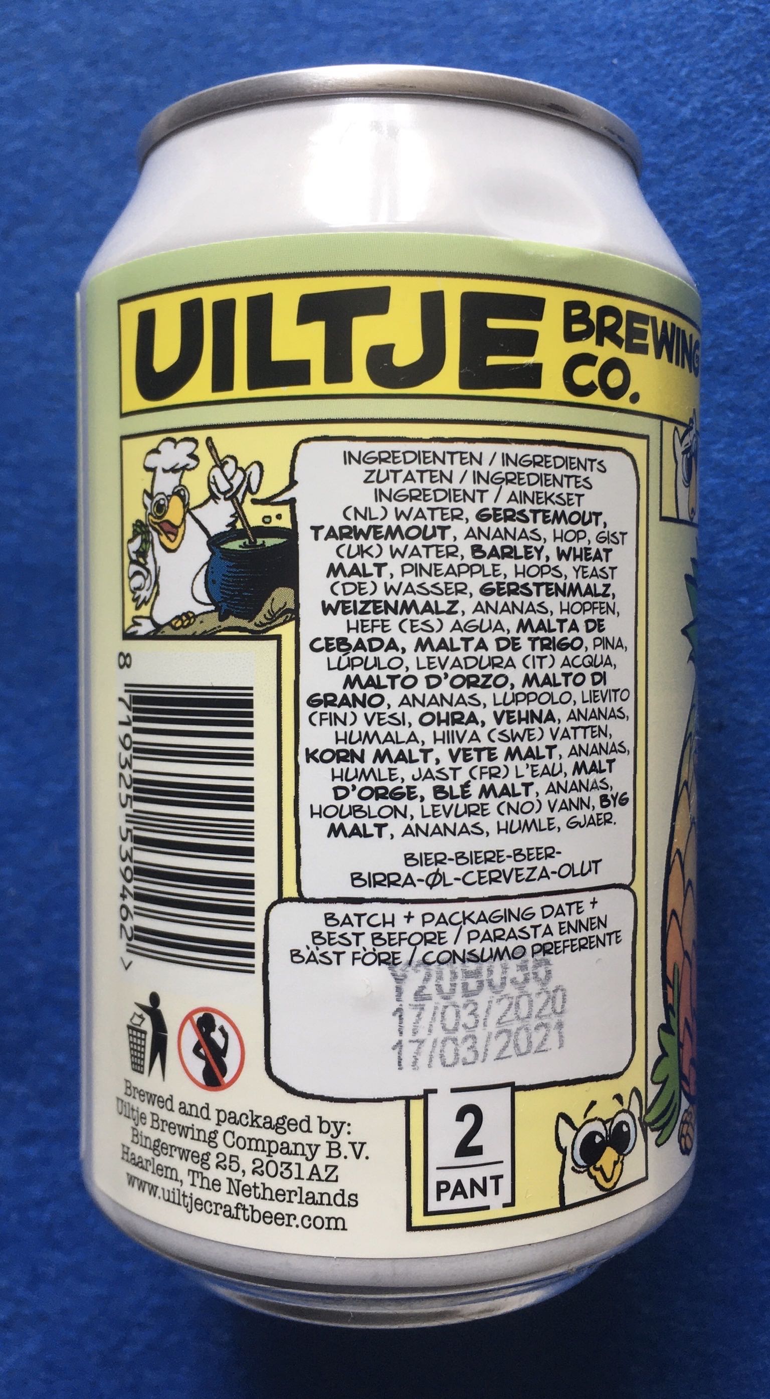Piewee The Pineapple Weizen - Uiltje Brewing Company (330 mL) alcohol collectible [Barcode 8719325539462] - Main Image 4