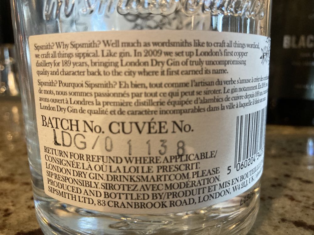 Sipsmith  alcohol collectible [Barcode 5060204340321] - Main Image 3