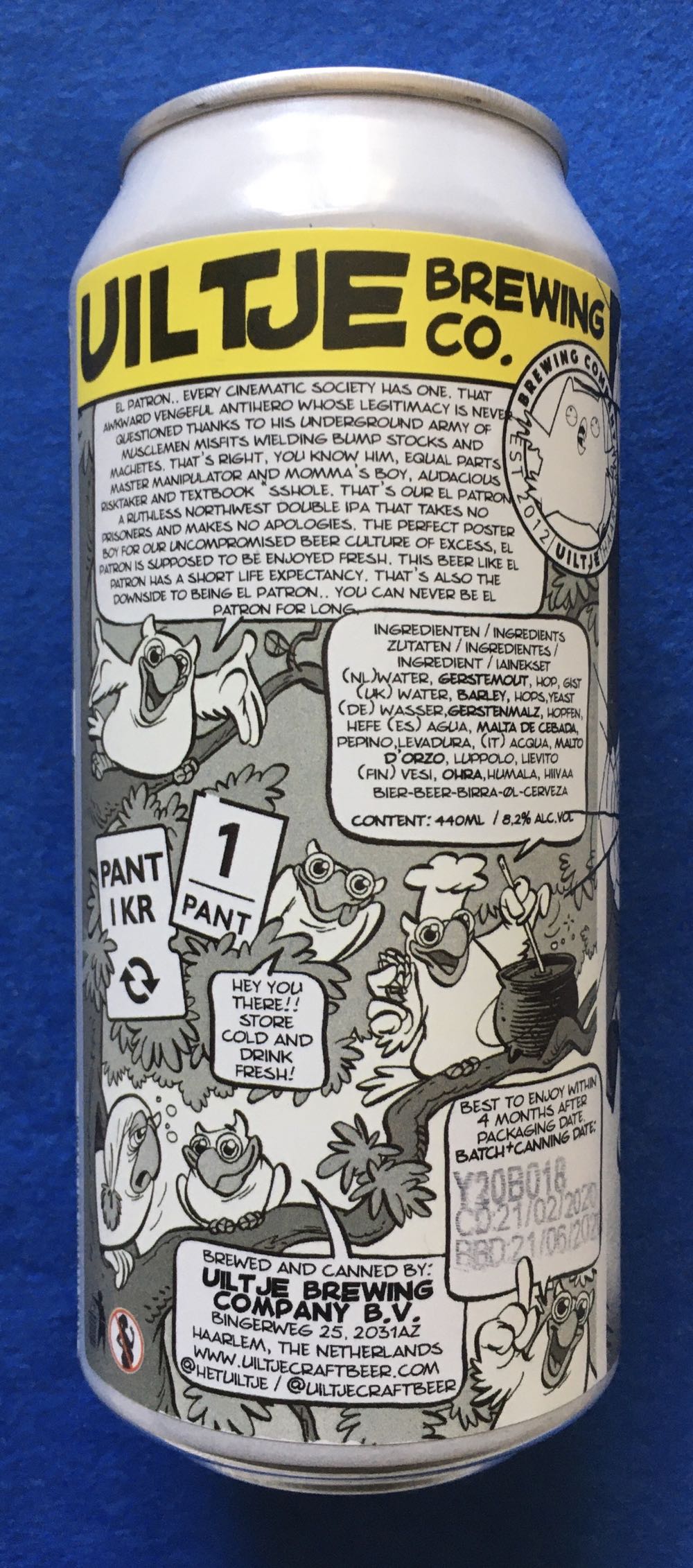 El Patron - Uiltje Brewing Company (440 mL) alcohol collectible [Barcode 8719325257311] - Main Image 3