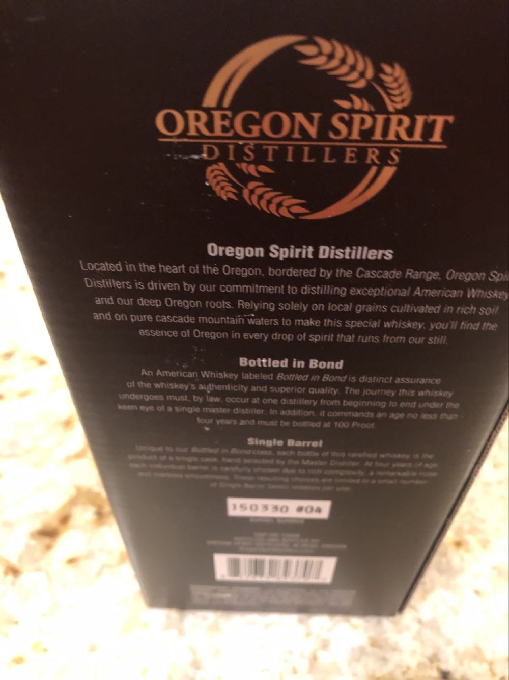 Oregon Spirit Single Barrel Bottled in Bond - Oregon Spirit Distillers (750 mL) alcohol collectible [Barcode 852679823707] - Main Image 2