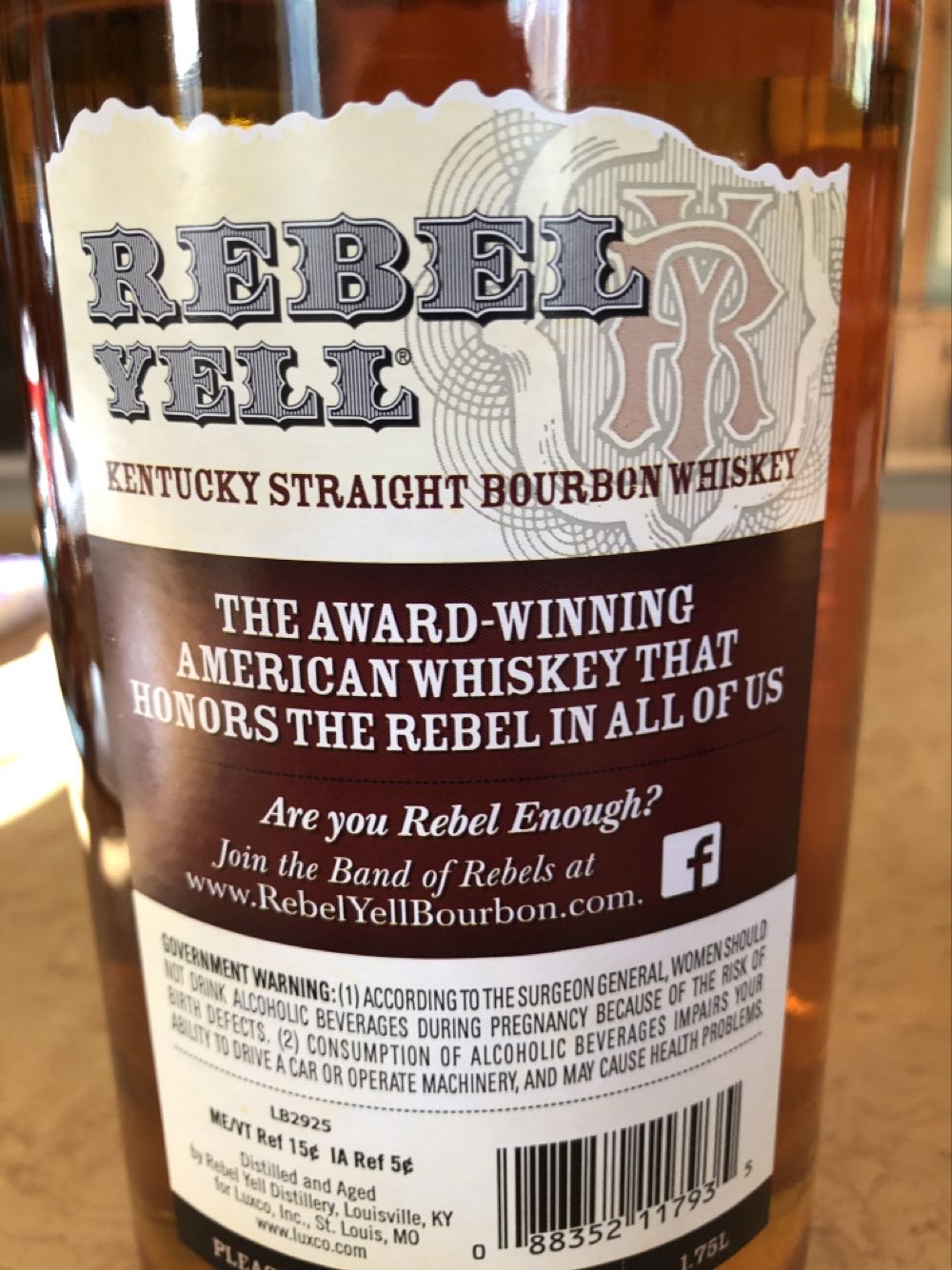 Rebel Yell - Rebel Yell Distillery, Louisville, KY (1.75 L) alcohol collectible [Barcode 088352117935] - Main Image 2