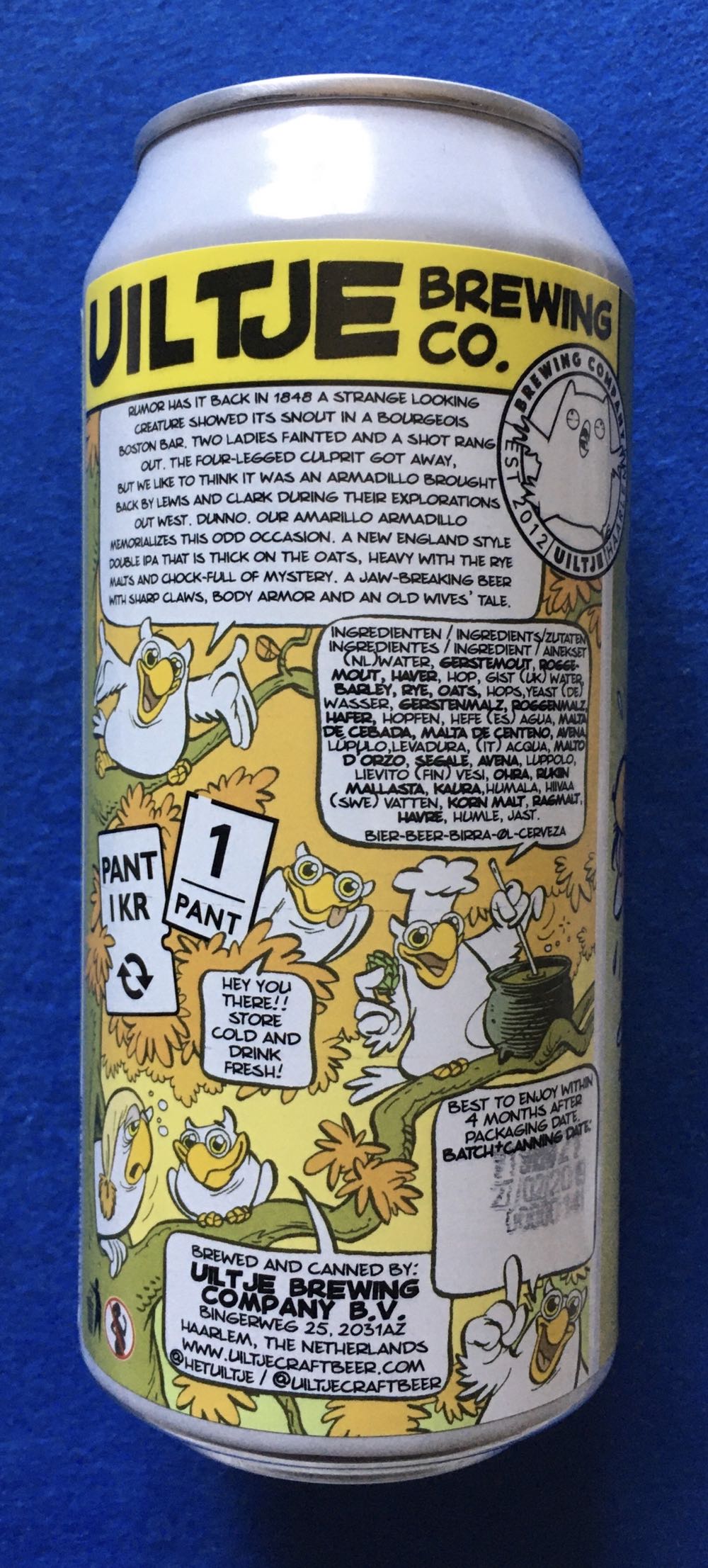 Amarillo Armadillo - Uiltje Brewing Company (440 mL) alcohol collectible [Barcode 8719325257373] - Main Image 3