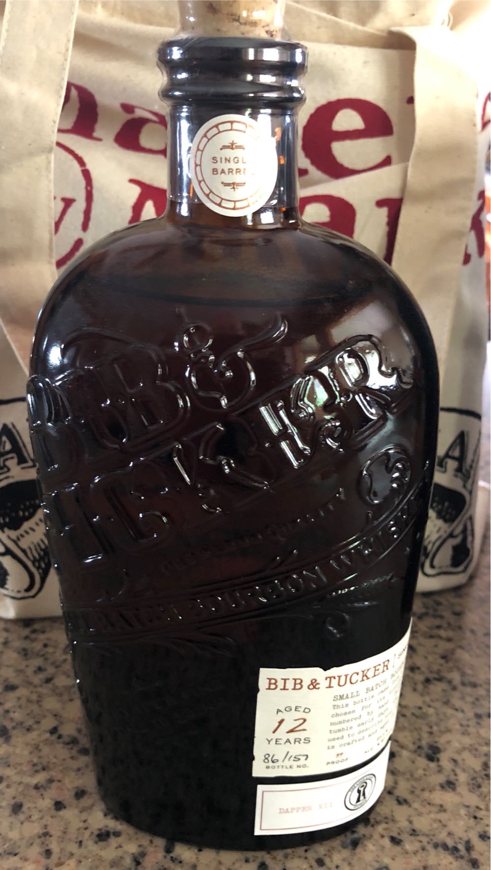 Bib & Tucker 12 Year Single Barrel Select - Distilled In TN; Bottled By Bib & Tucker (750 mL) alcohol collectible [Barcode 031259001517] - Main Image 3