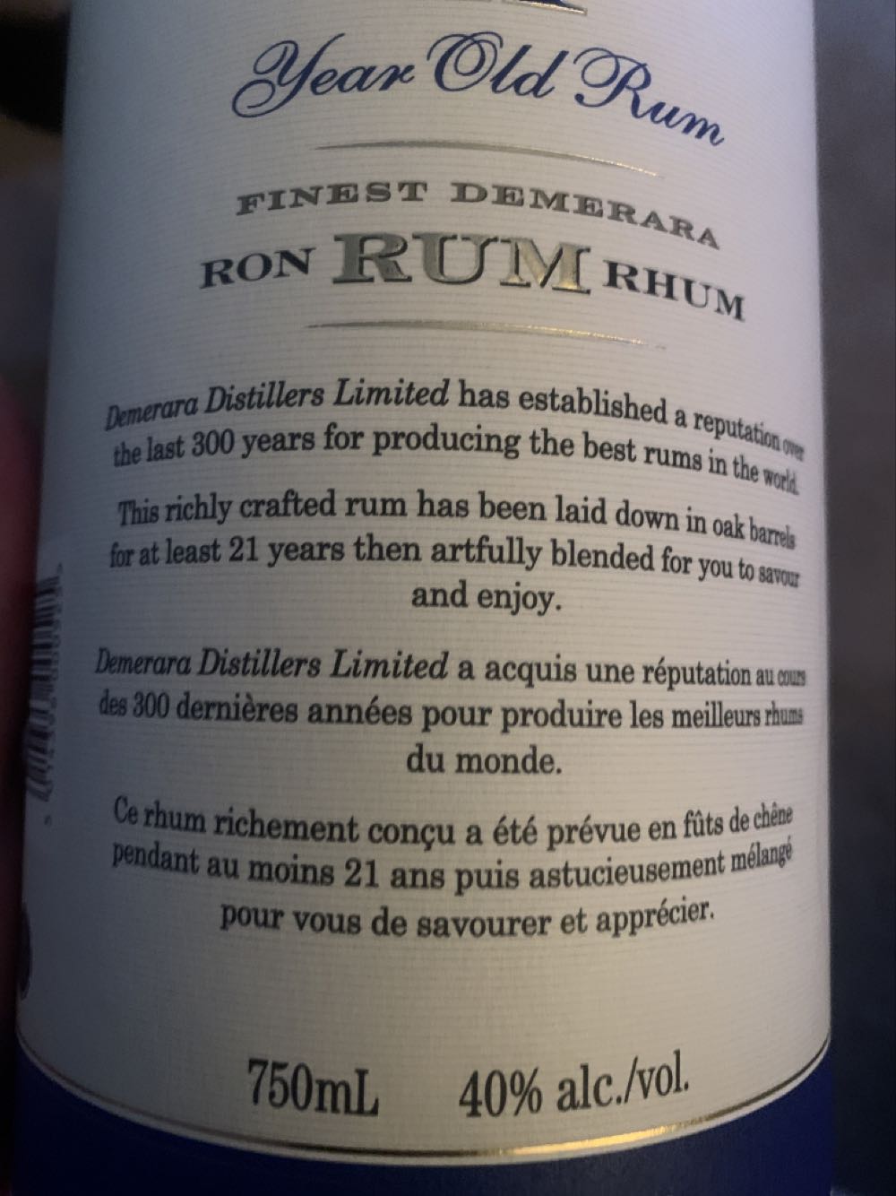 El Dorado 21 Year Old Rum - Demerara Distillers Ltd (750 mL) alcohol collectible [Barcode 5014396000525] - Main Image 2