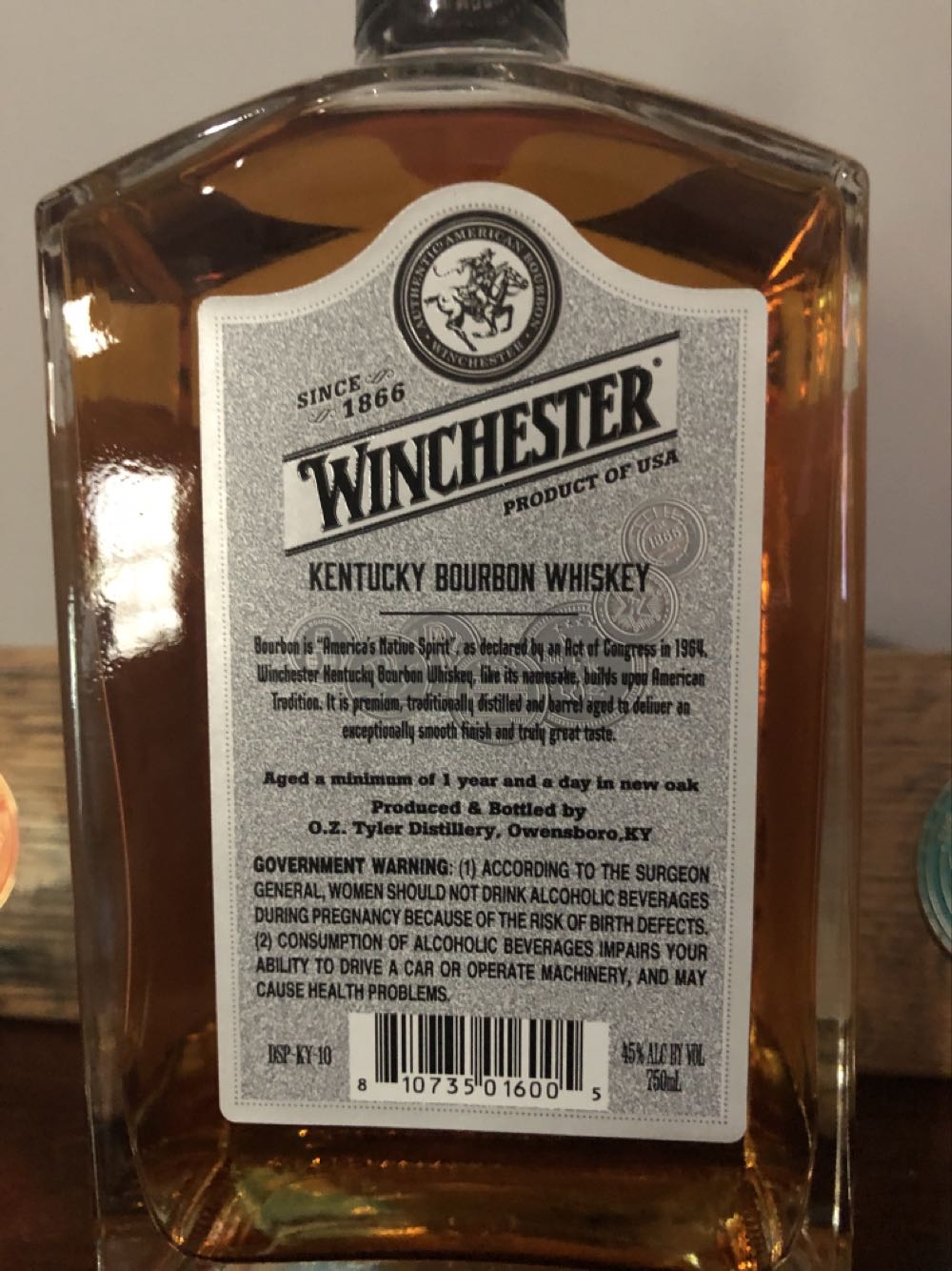 Winchester Bourbon - OZ Tyler (750 mL) alcohol collectible [Barcode 810735016005] - Main Image 2