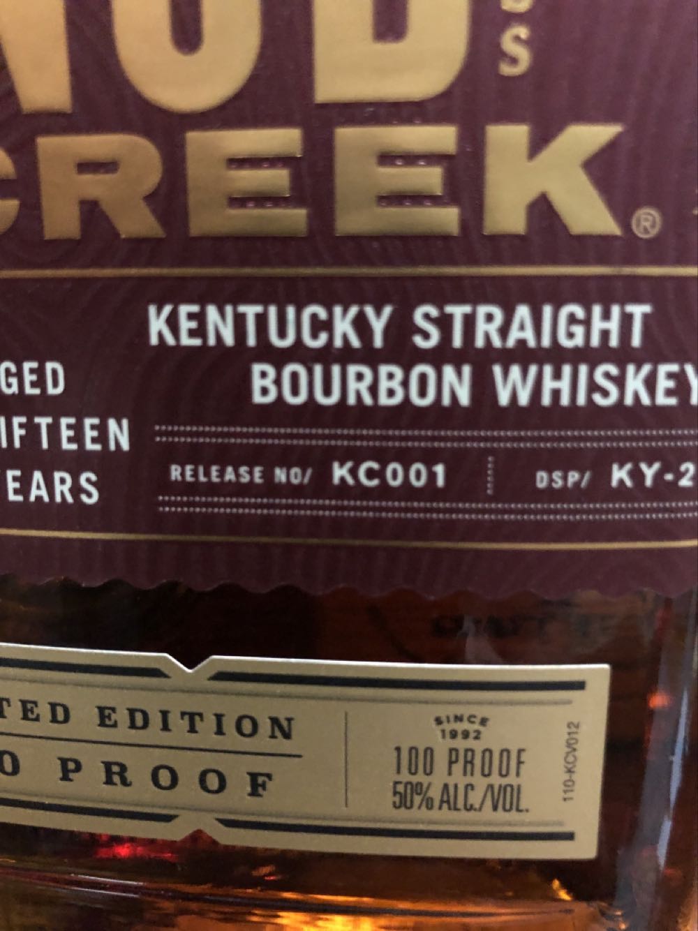 Knob Creek 15 Year - Knob Creek Distillery, Clermont, KY (750mL) alcohol collectible [Barcode 080686016892] - Main Image 2