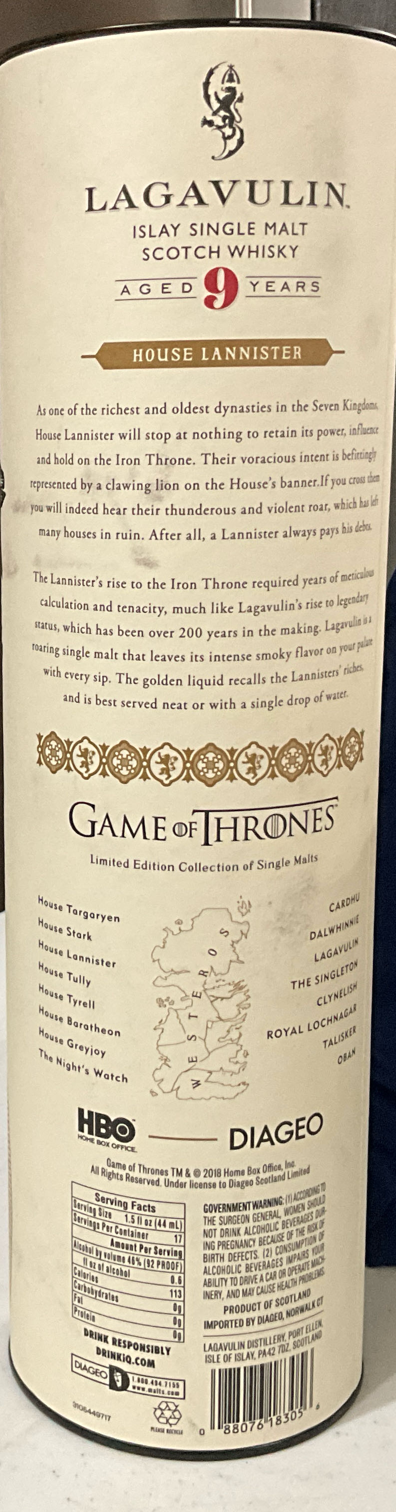 G.O.T Lagavulin 9 Year Old- House Lannister - Lagavulin Distillery (750mL) alcohol collectible [Barcode 088076183056] - Main Image 3