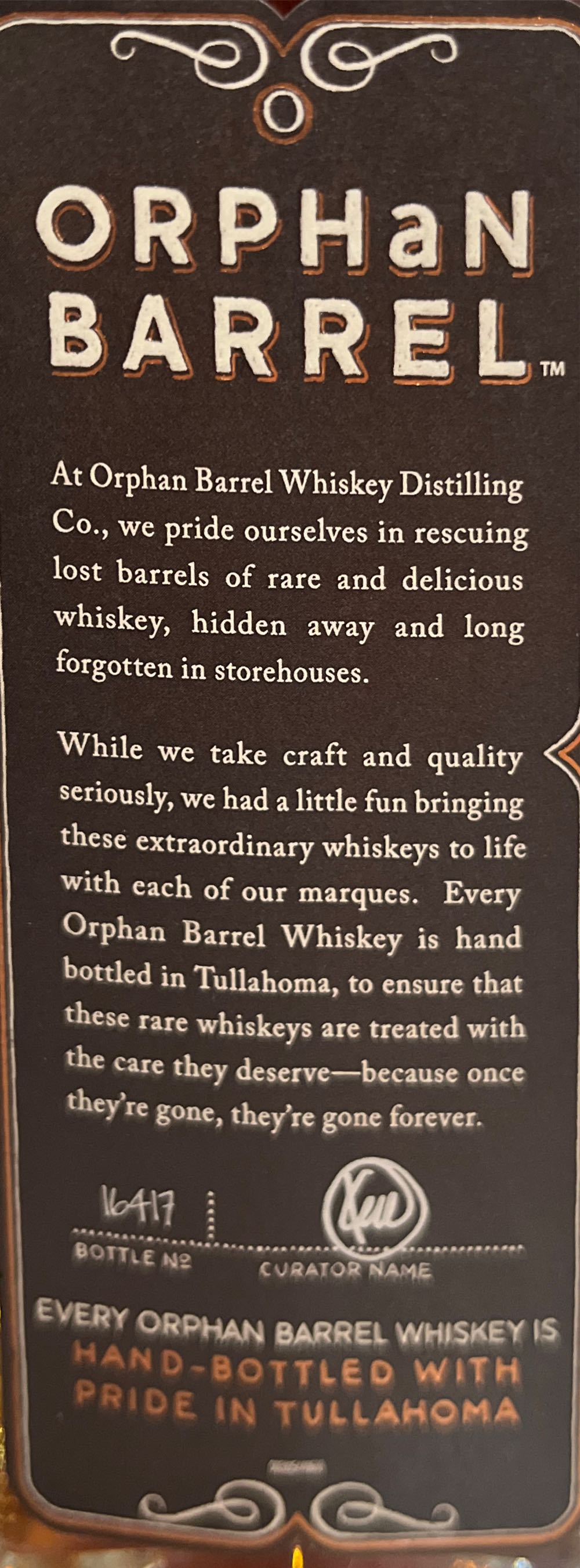 Orphan Barrel Entrapment 25 Yr - Orphan Barrel Distillery (750 mL) alcohol collectible [Barcode 082000784609] - Main Image 3