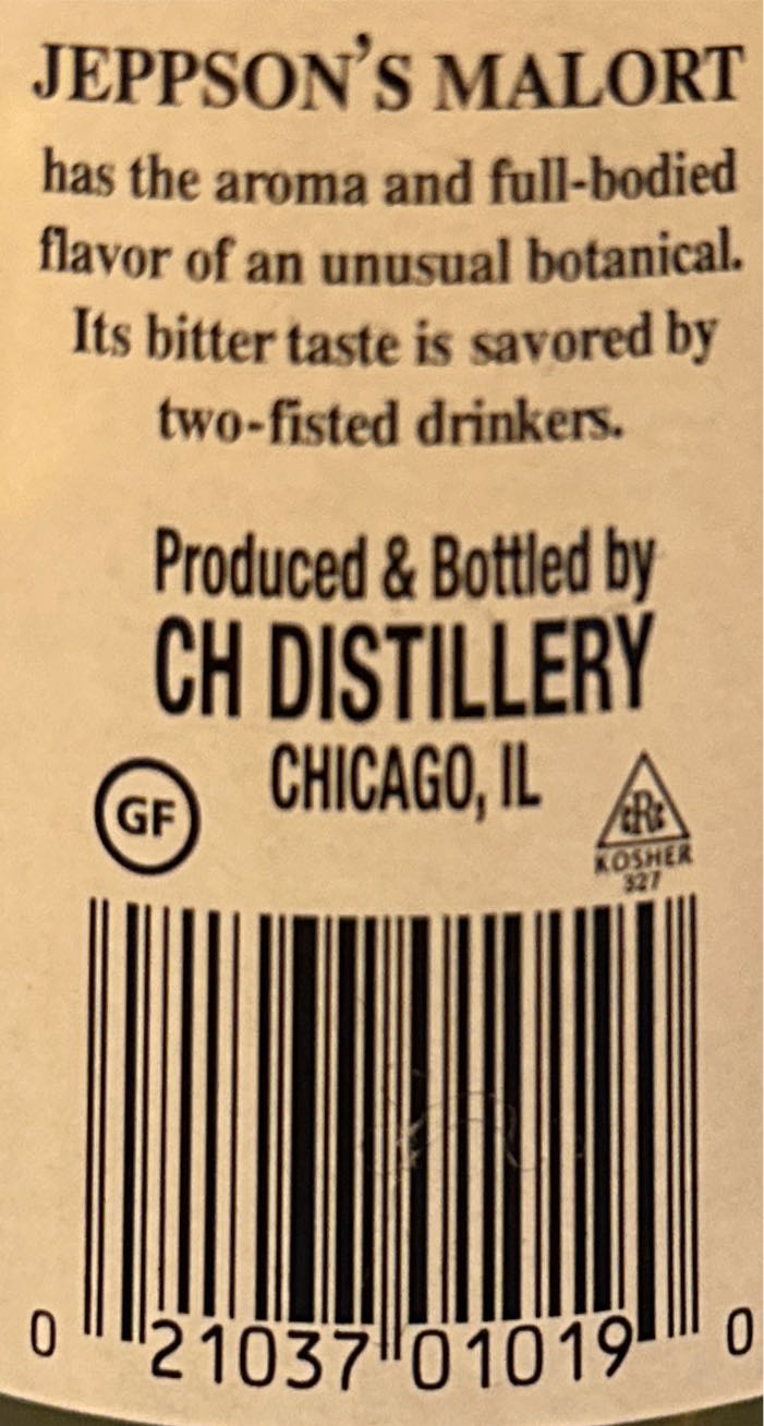 Malort - CH Distillery (750 mL) alcohol collectible [Barcode 021037010190] - Main Image 2