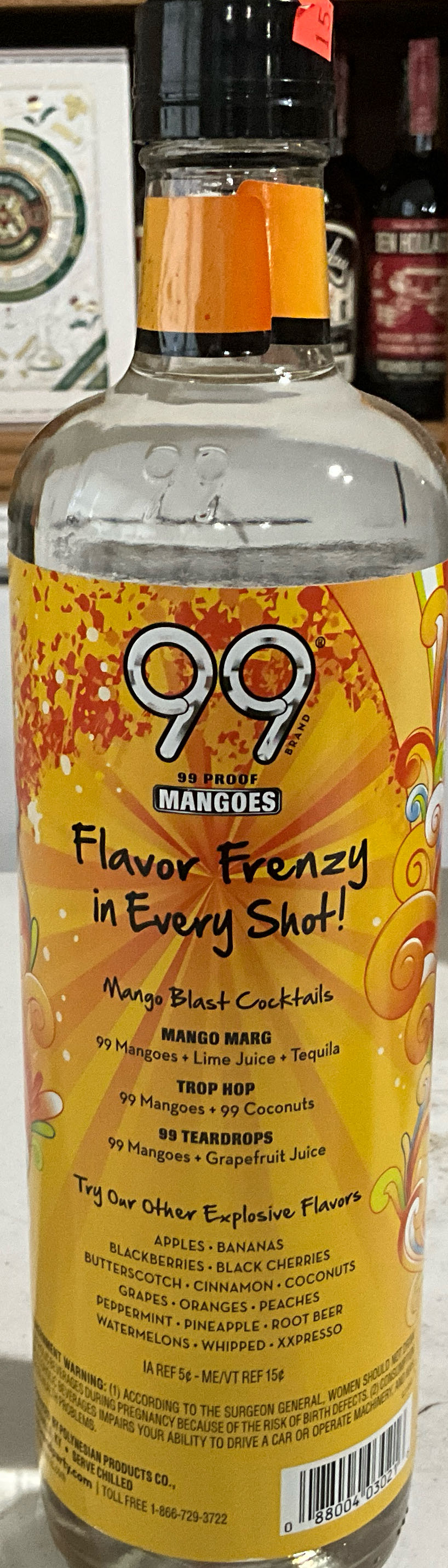 99 Vodka - Mangos - Polynesian Products Co. (750 mL) alcohol collectible [Barcode 088004030216] - Main Image 2