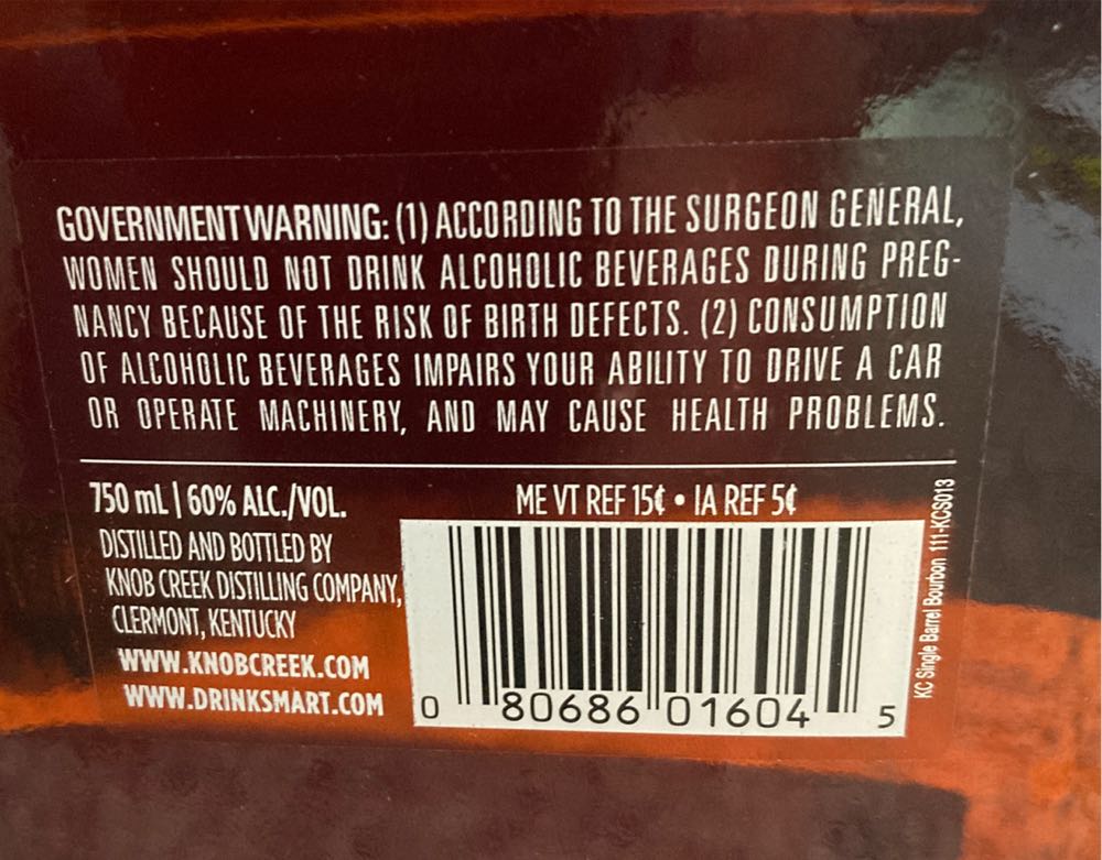 Knob Creek Single Barrel Tipsy’s - Knob Creek Distillery (750 mL) alcohol collectible [Barcode 080686016045] - Main Image 3