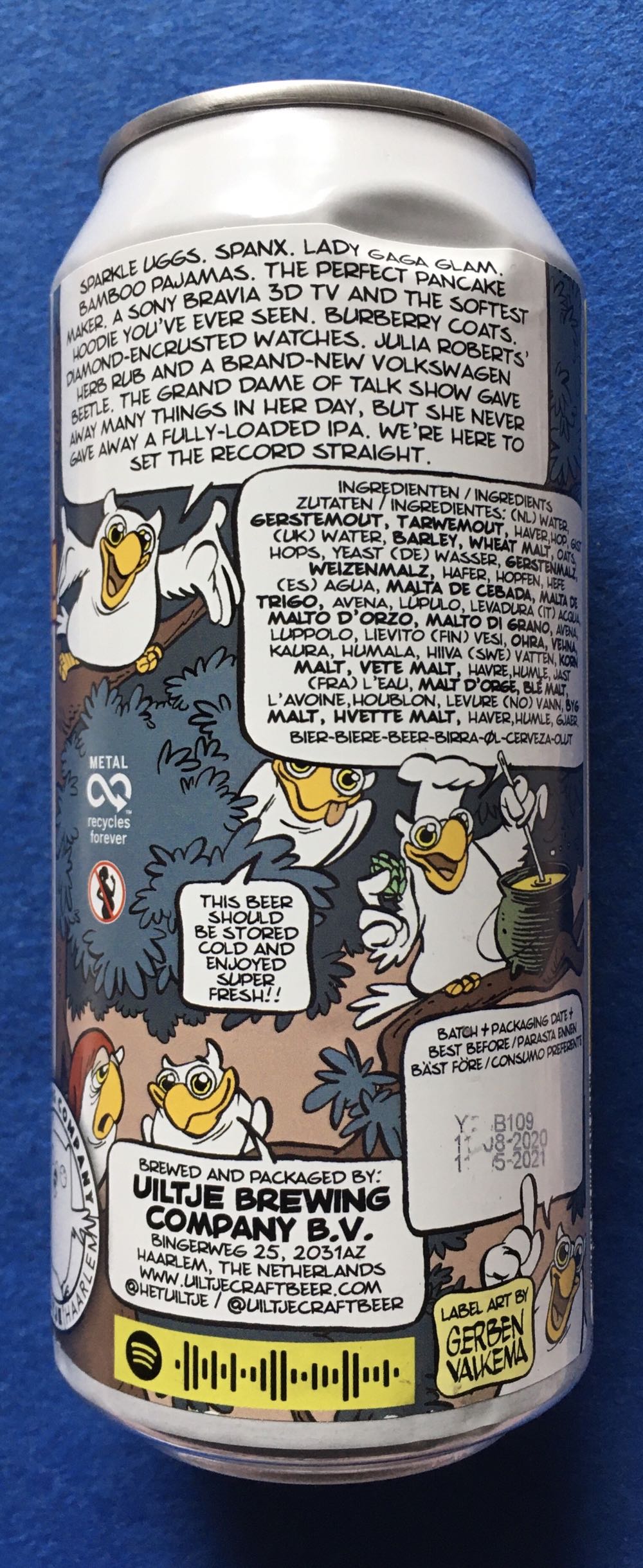 You Get An IPA! And You Get An IPA! Aaaahhhhhh! Everybody’s Getting An IPA!! - Uiltje Brewing Company (440 mL) alcohol collectible [Barcode 8719325540321] - Main Image 3