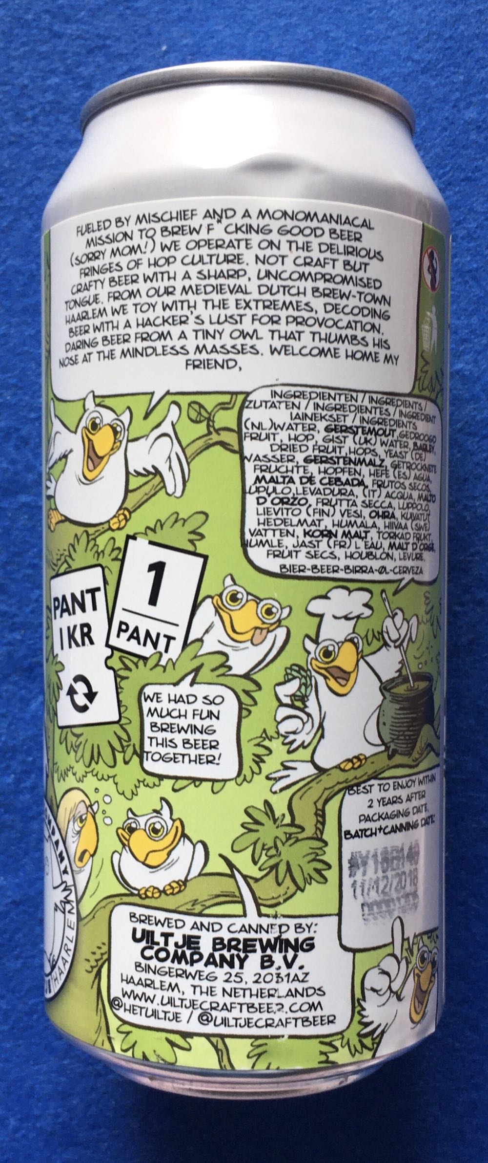 Buddy Beer - Uiltje Brewing Company (440 mL) alcohol collectible [Barcode 8719325257410] - Main Image 3