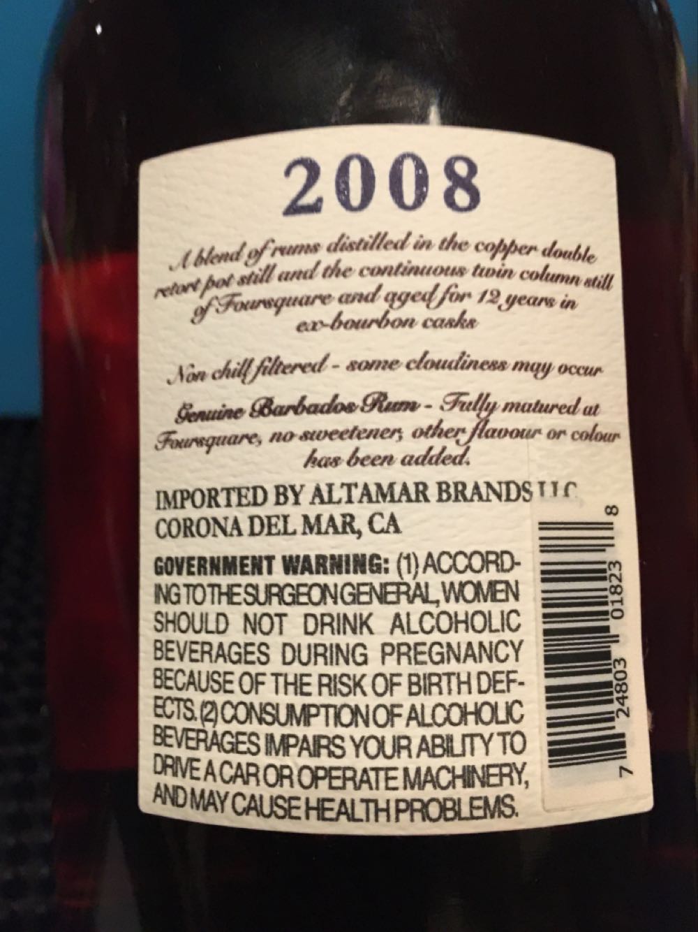 Foursquare 2008 Mark XIII - Foursquare Rum Distillery (750 mL) alcohol collectible [Barcode 724803018238] - Main Image 2