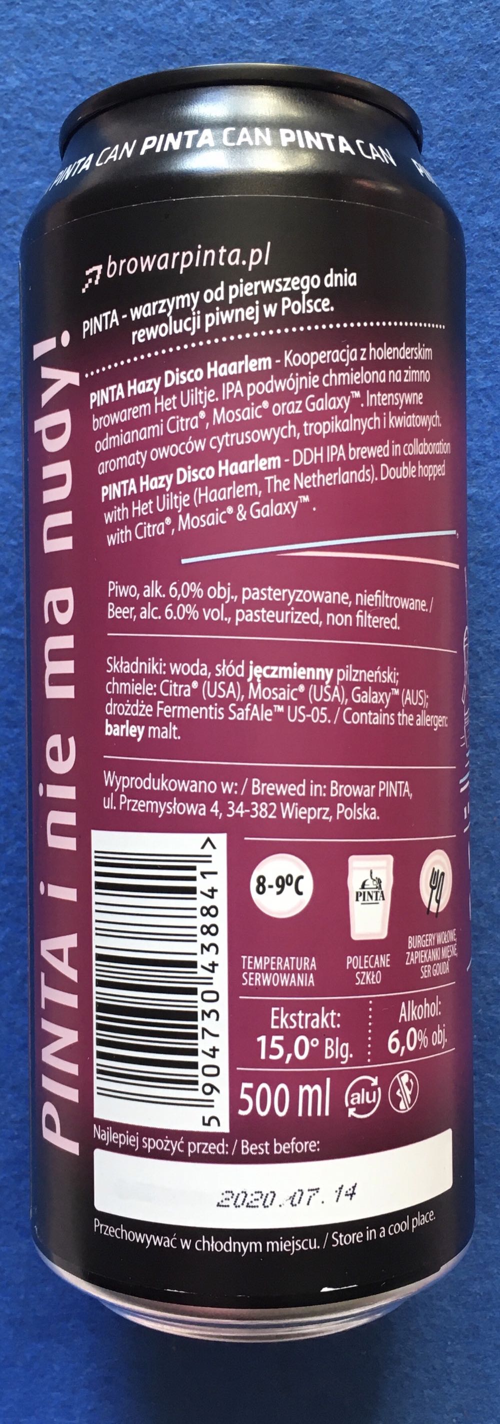 Hazy Disco Haarlem - Browar Pinta (500 mL) alcohol collectible [Barcode 5904730438841] - Main Image 3