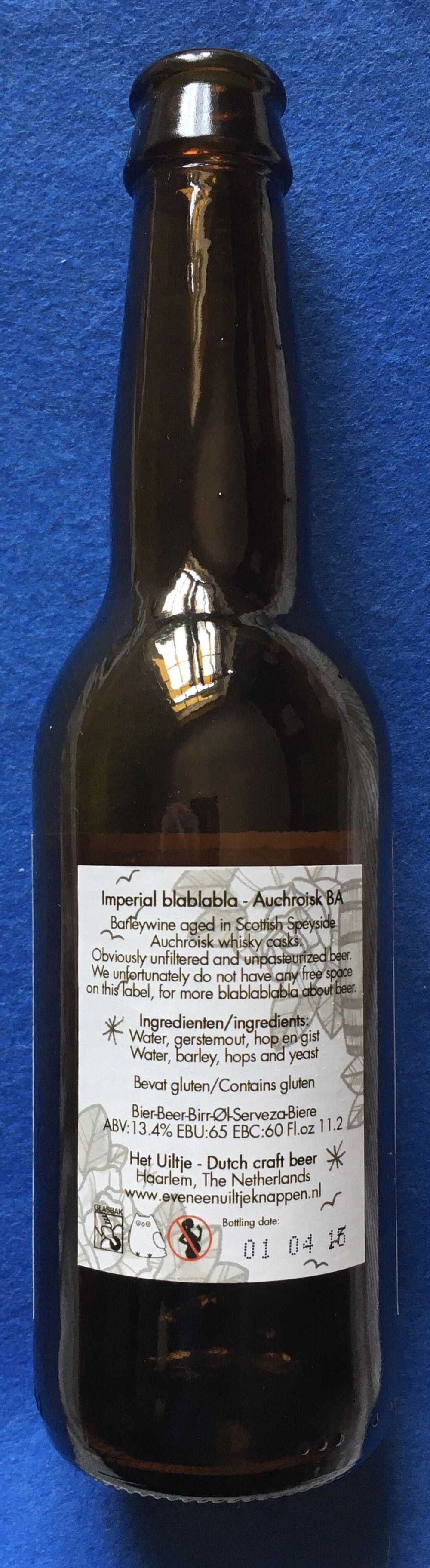 Imperial Blablabla Auchroisk BA - Uiltje Brewing Company (330 mL) alcohol collectible [Barcode 8717953229519] - Main Image 3