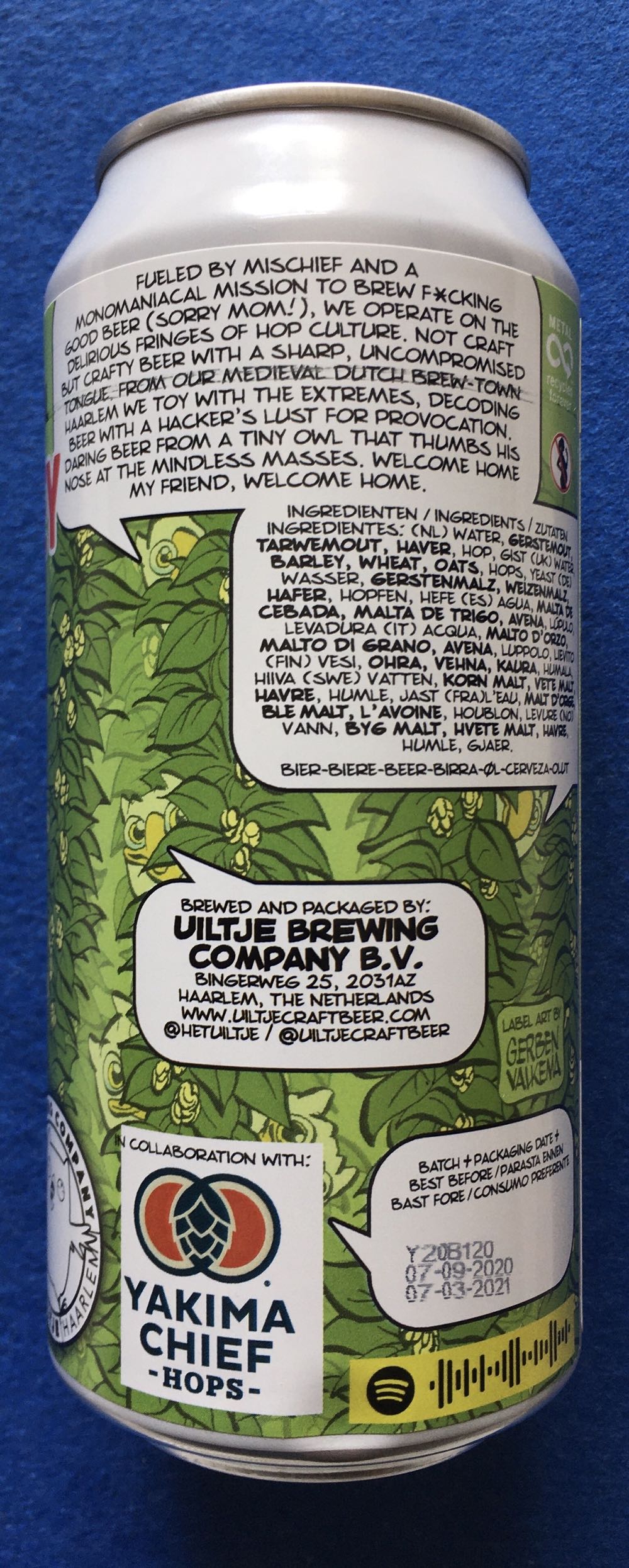 Fresh From The Valley - Uiltje Brewing Company (440 mL) alcohol collectible [Barcode 8719325540475] - Main Image 3