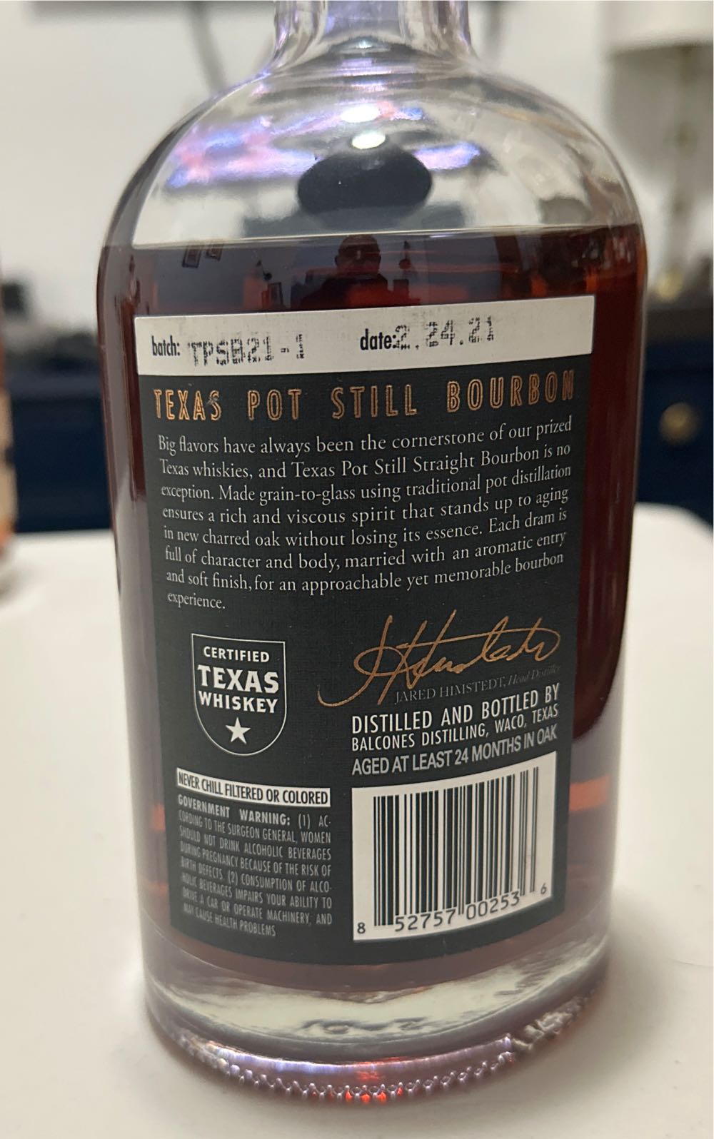 Balcones Texas Pot Still Bourbon - Balcones Distilling (750 mL) alcohol collectible [Barcode 852757002536] - Main Image 2