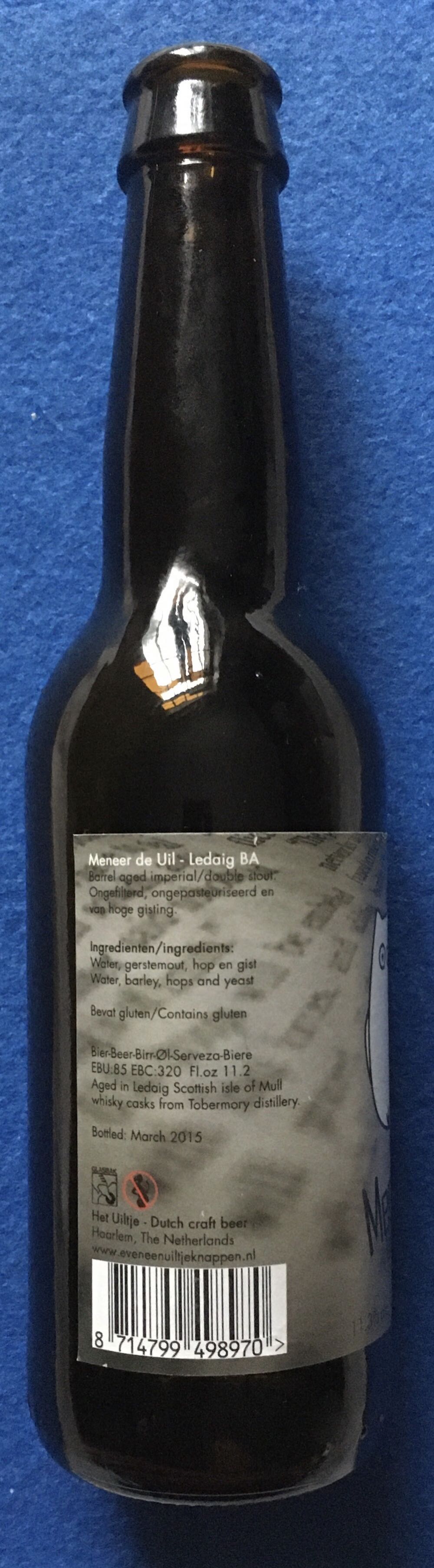 Meneer De Uil Ledaig - Uiltje Brewing Company (330 mL) alcohol collectible [Barcode 8714799498970] - Main Image 2