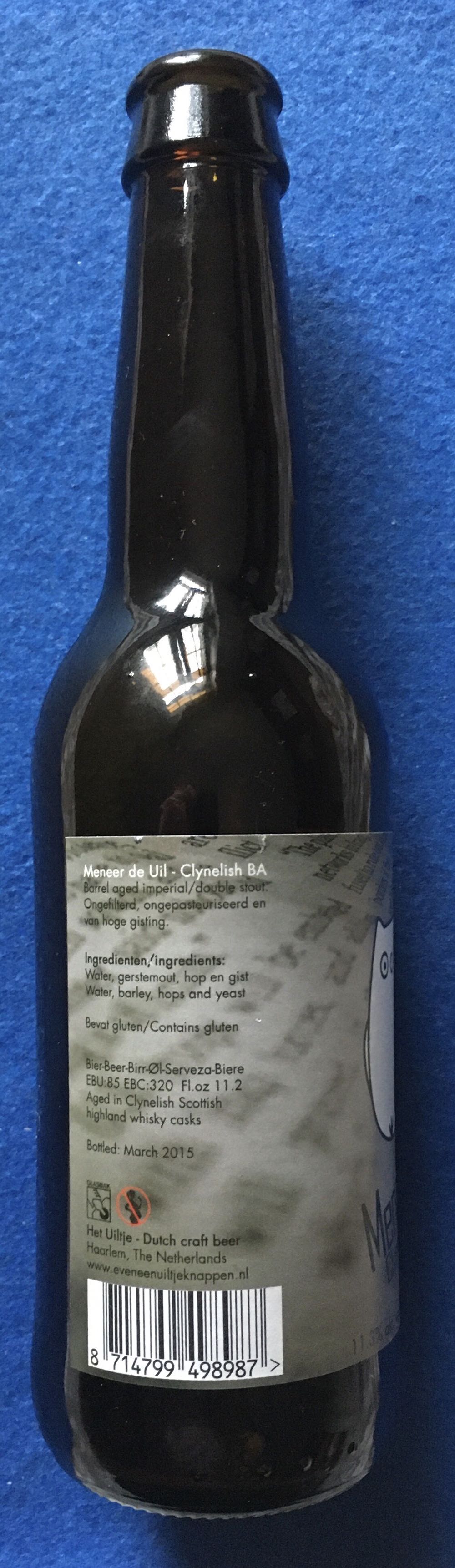 Meneer De Uil Clynelish - Uiltje Brewing Company (330 mL) alcohol collectible [Barcode 8714799498987] - Main Image 2