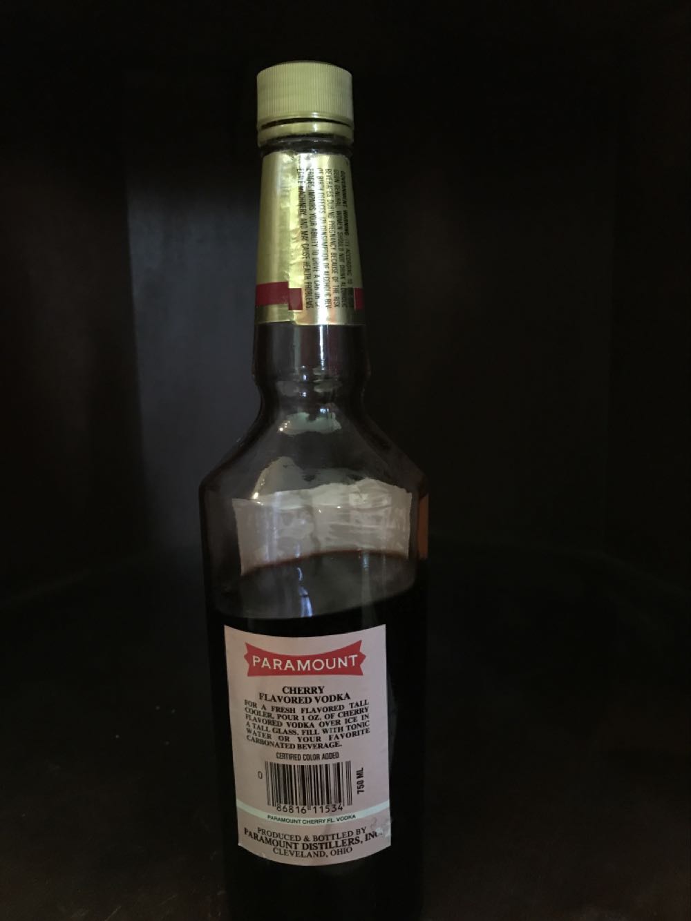 Paramount Cherry Flavored Vodka  (750 mL) alcohol collectible - Main Image 2