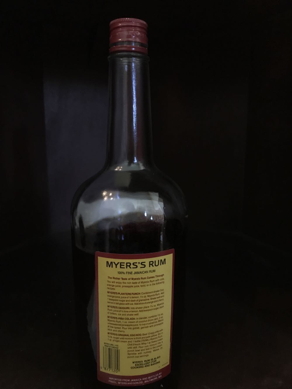 Myer’s Rum  (750 mL) alcohol collectible - Main Image 2
