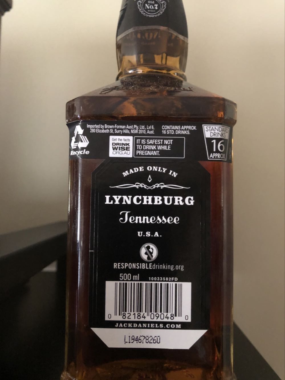 Jack Daniel’s Old No 7 - Jack Daniel’s Distillery, Lynchburg, TN (500 mL) alcohol collectible [Barcode 082184090480] - Main Image 2