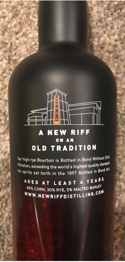 New Riff Bottled In Bond - New Riff Distilling (750mL) alcohol collectible [Barcode 856302005218] - Main Image 2