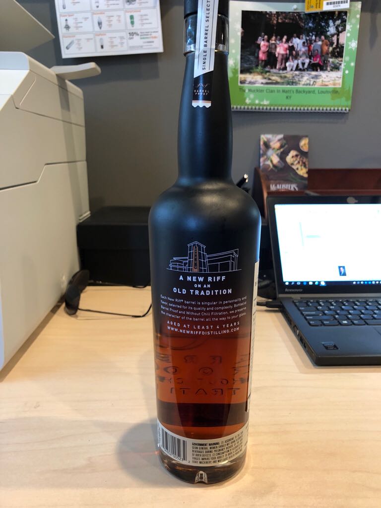 New Riff Single Barrel Barrel Strength - New Riff Distilling (750mL) alcohol collectible [Barcode 856302005232] - Main Image 2