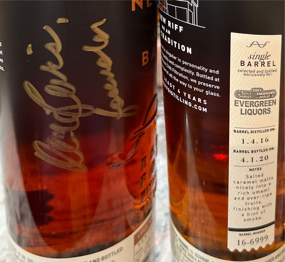 New Riff Single Barrel Barrel Strength - New Riff Distilling (750mL) alcohol collectible [Barcode 856302005232] - Main Image 3