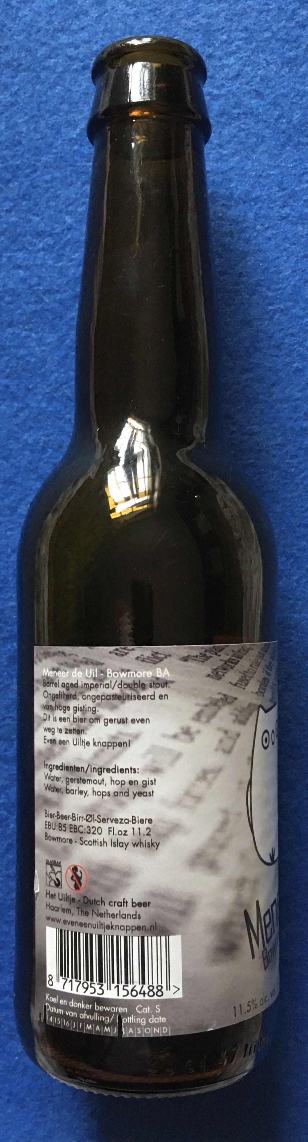 Meneer De Uil Bowmore - Uiltje Brewing Company (330 mL) alcohol collectible [Barcode 8717953156488] - Main Image 2