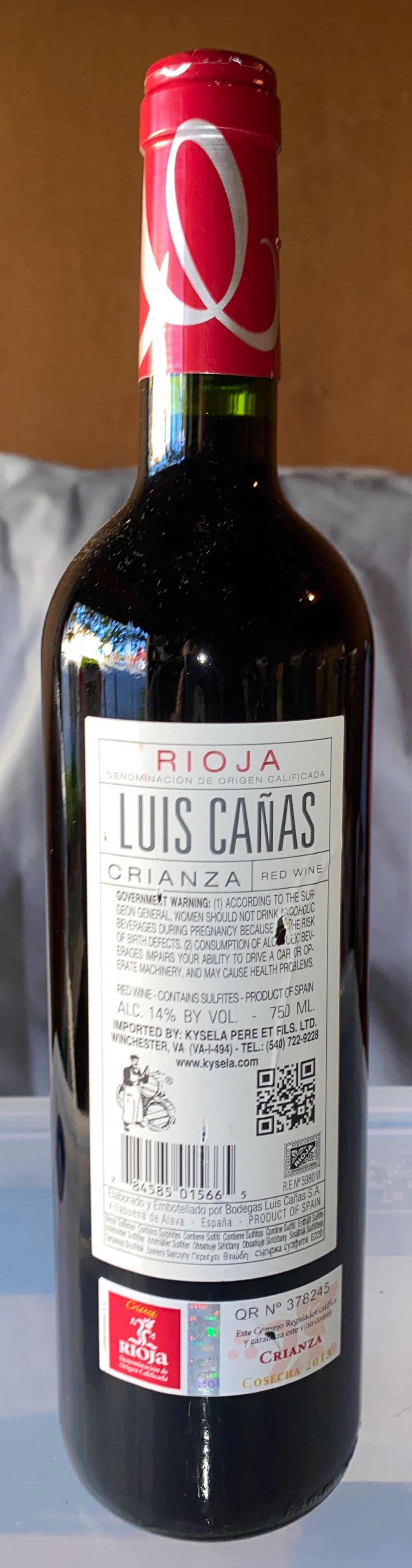 Rioja Luis Cañas Crianza - Bodegas Luis Cañas (750 mL) alcohol collectible [Barcode 784585015665] - Main Image 2